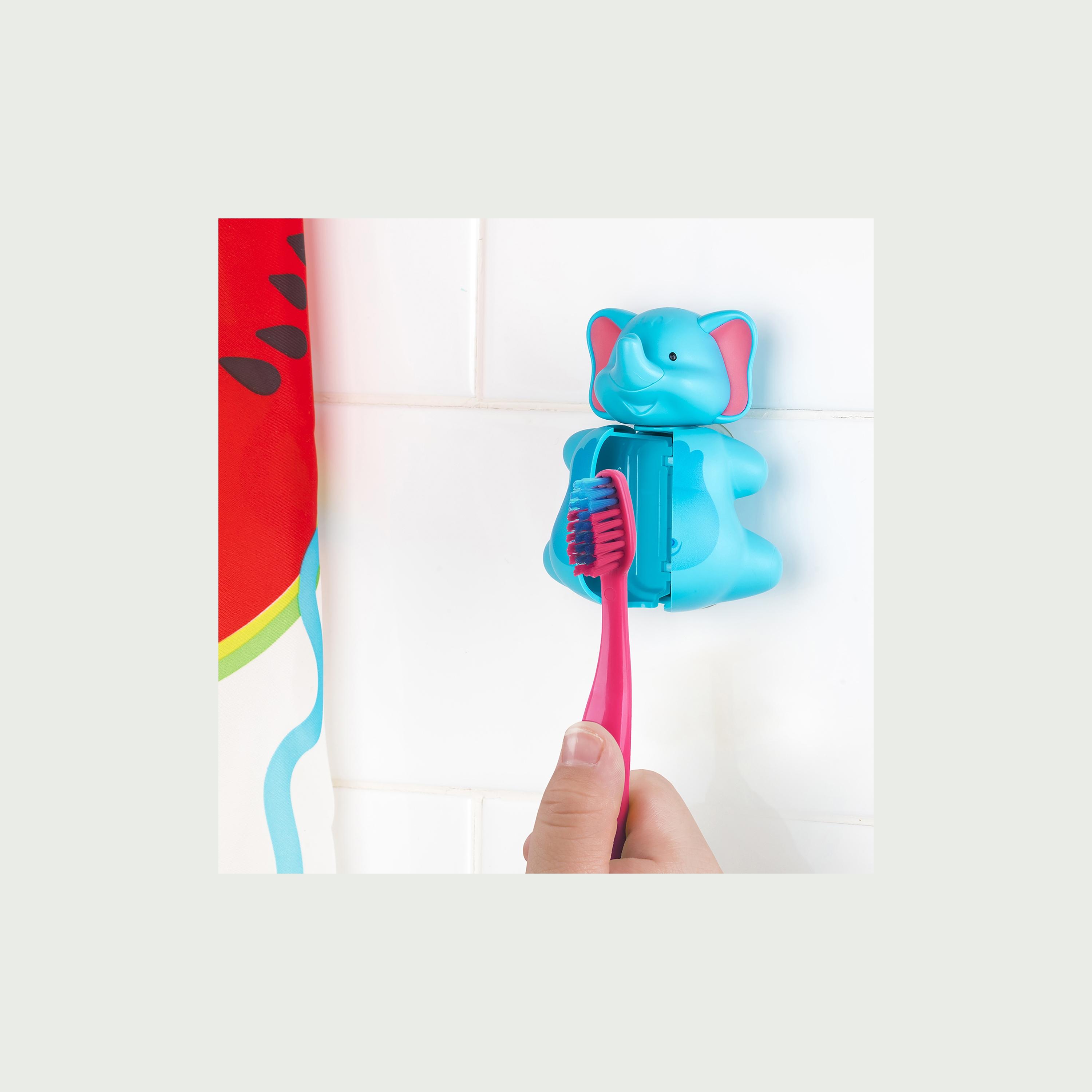 Flipper Fun Animal Toothbrush Holder with Suction Cup for Kids, Elephant-baby-bathandcare-oralcare-image-5