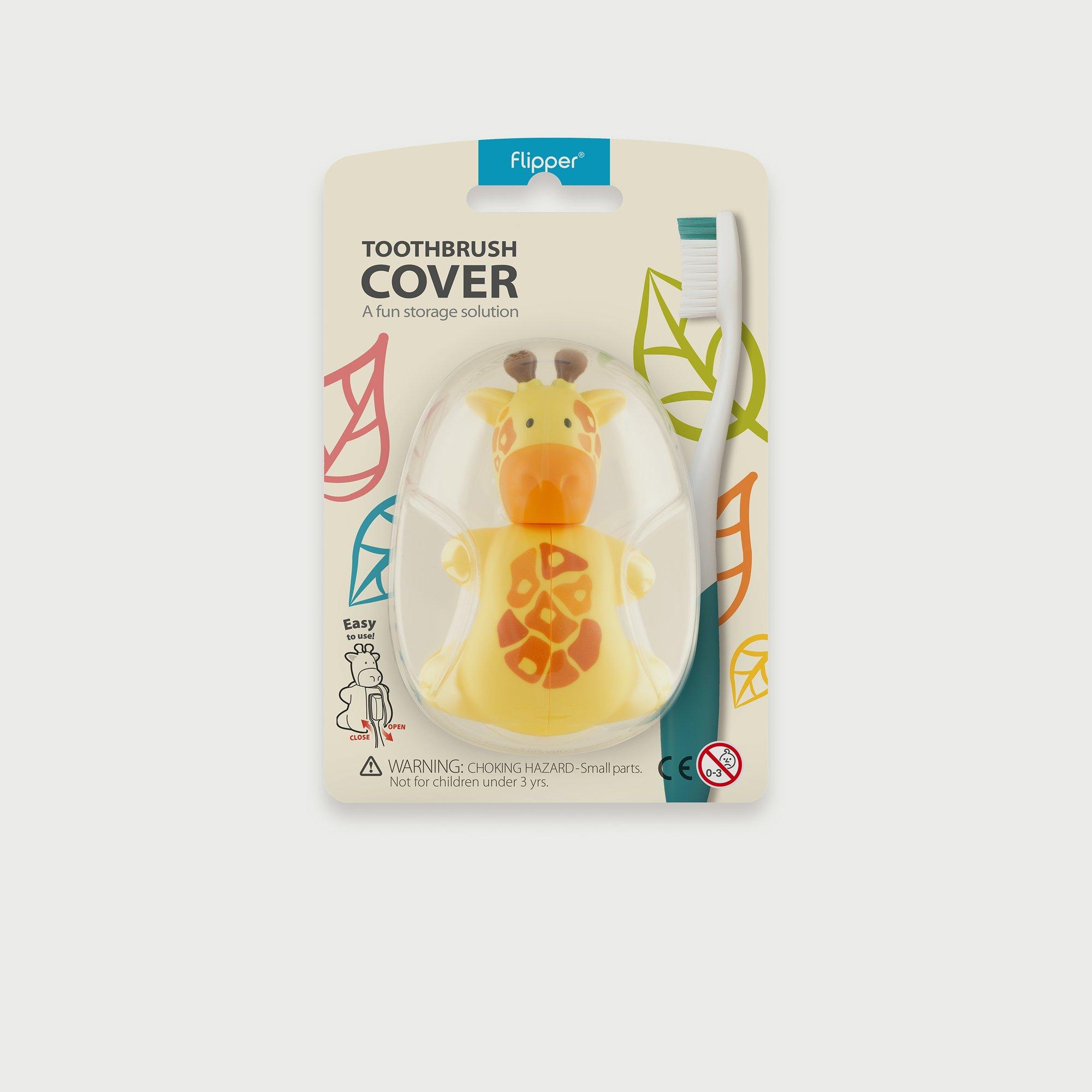 Flipper Fun Animal Toothbrush Holder with Suction Cup for Kids, Giraffe-baby-bathandcare-oralcare-image-3