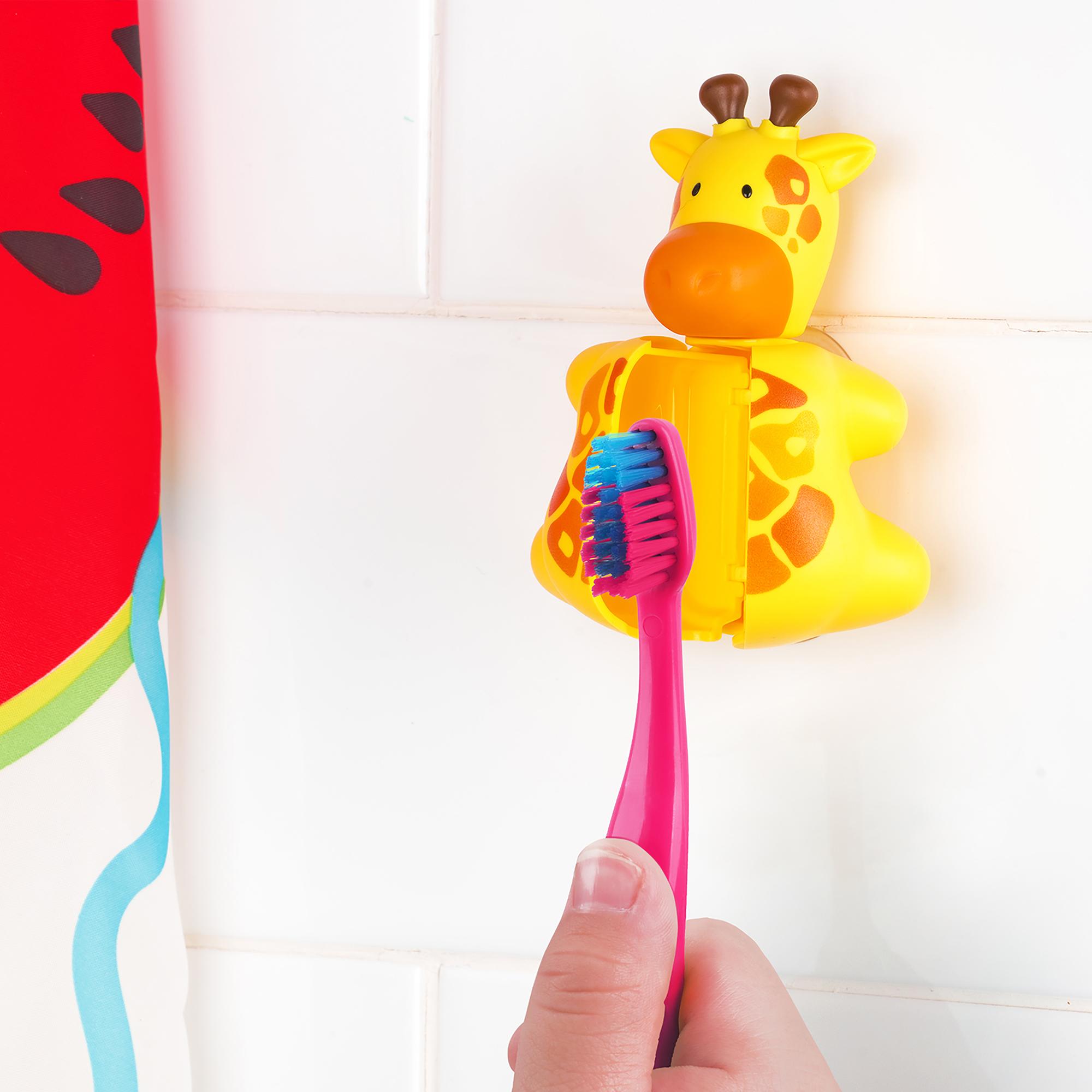 Flipper Fun Animal Toothbrush Holder with Suction Cup for Kids, Giraffe-baby-bathandcare-oralcare-image-6