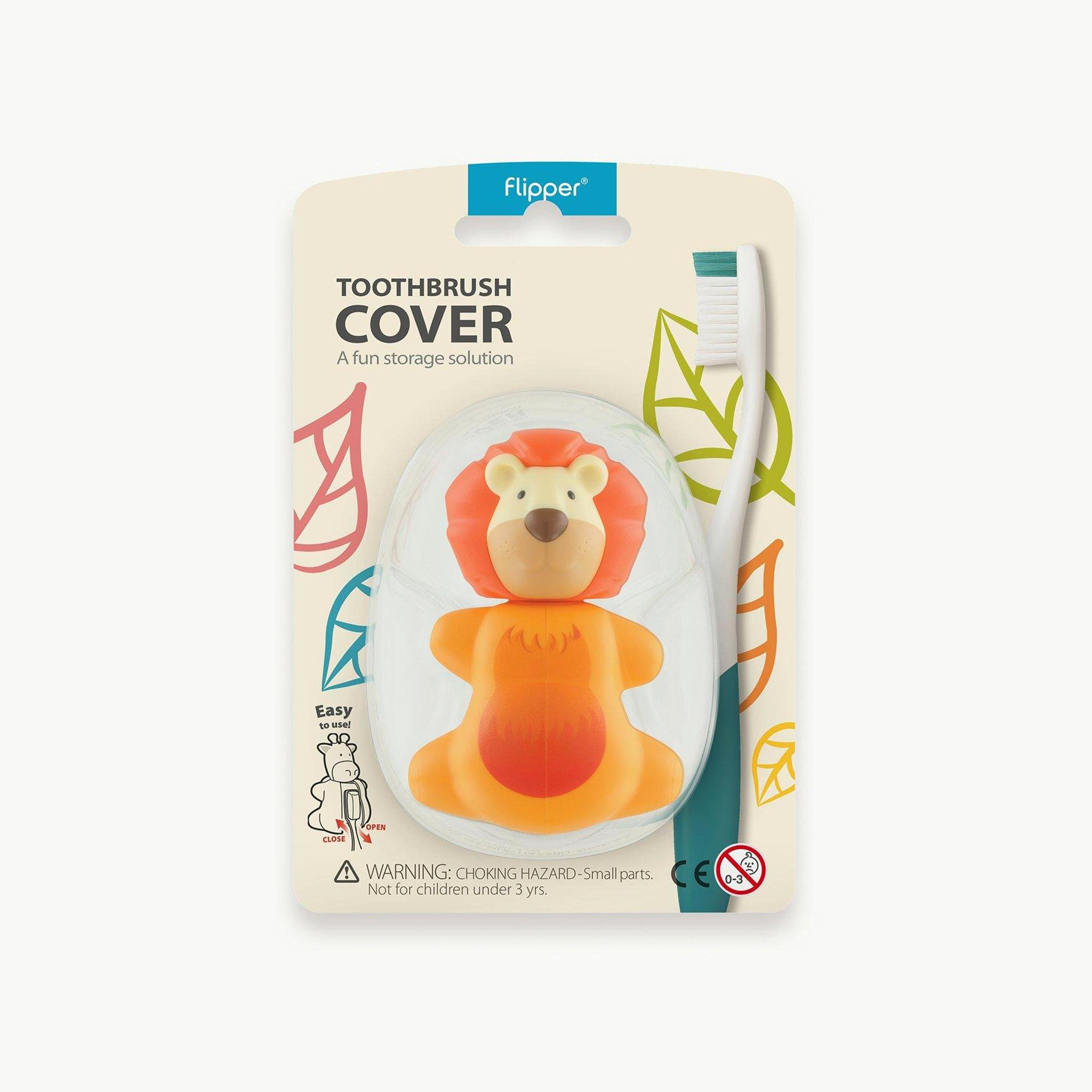 Flipper Fun Animal Toothbrush Holder with Suction Cup for Kids, Lion-baby-bathandcare-oralcare-image-3