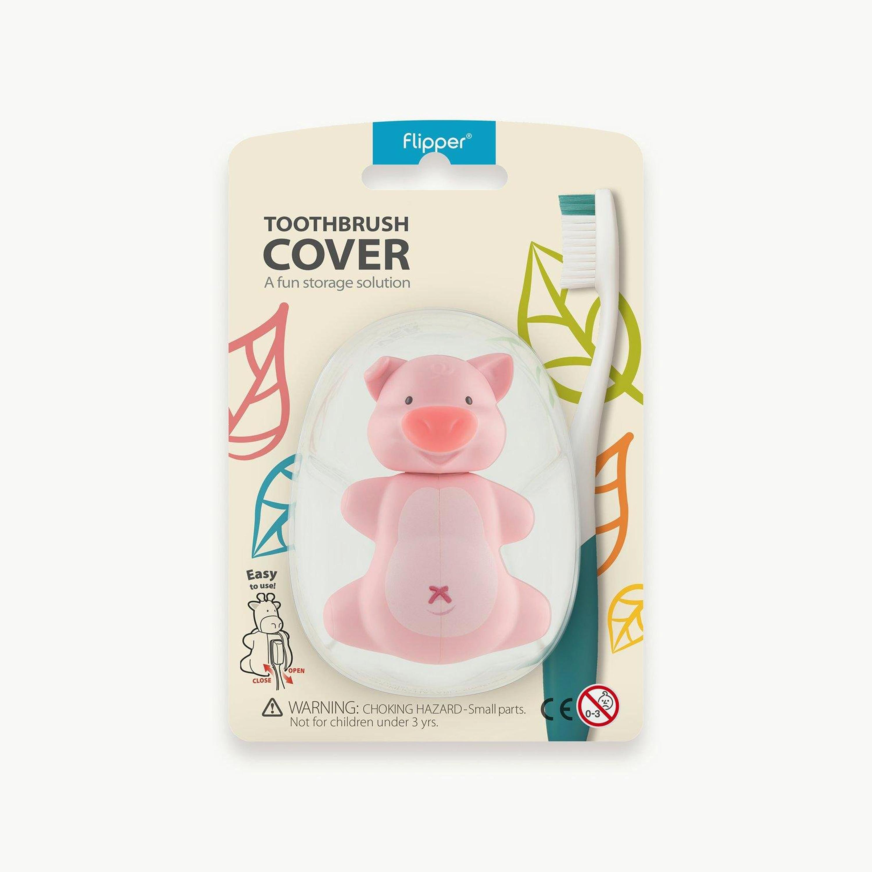 Flipper Fun Animal Toothbrush Holder with Suction Cup for Kids, Piggy-baby-bathandcare-oralcare-image-3