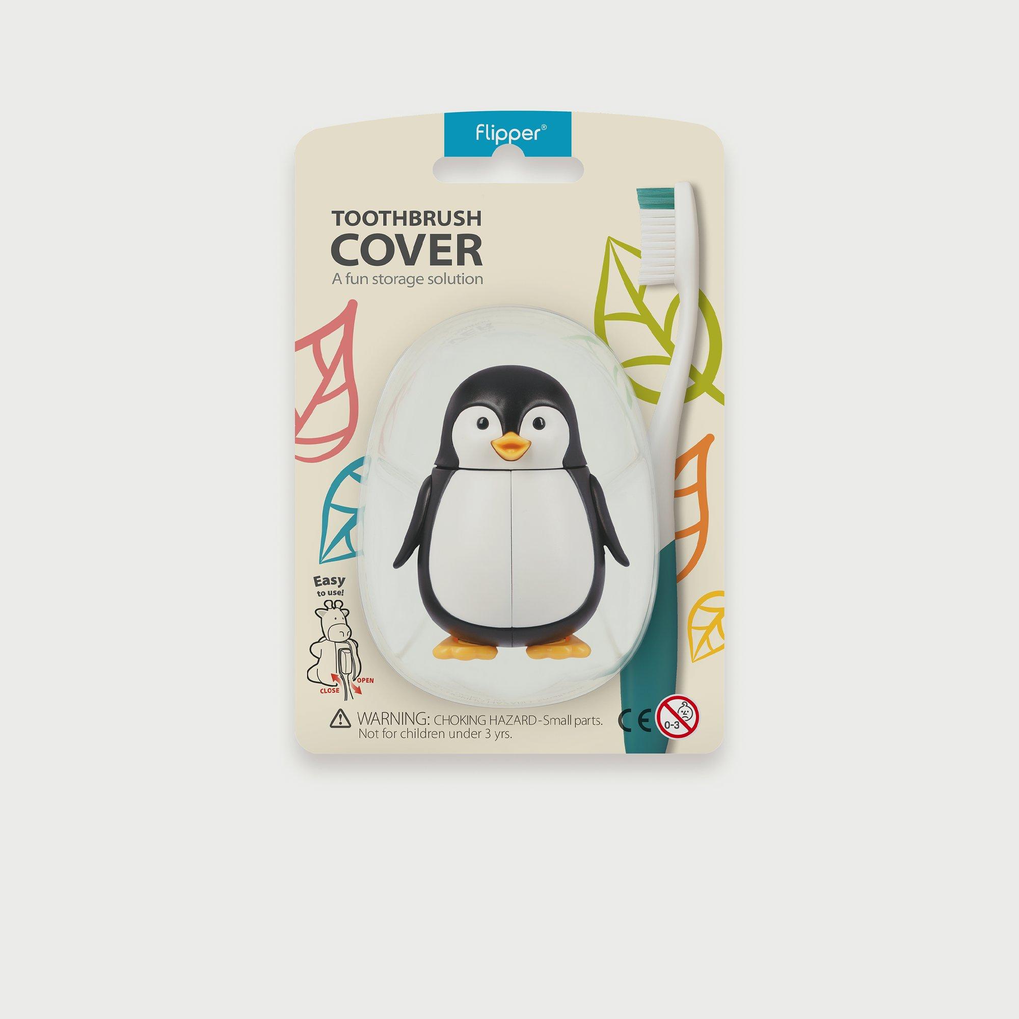 Flipper Fun Animal Toothbrush Holder with Suction Cup for Kids, Penguin-baby-bathandcare-oralcare-image-3