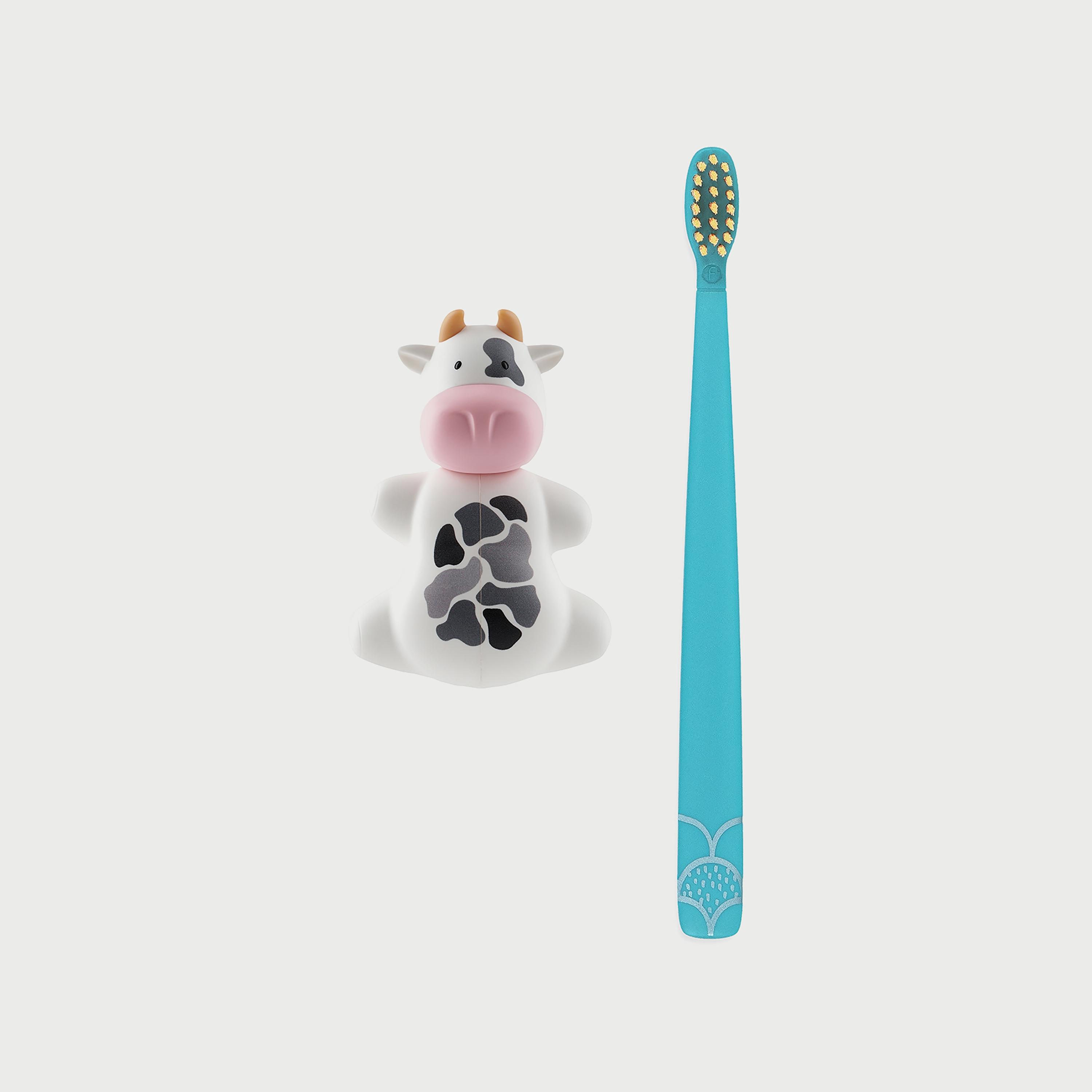 Flipper Fun Animal Toothbrush with Toothbrush Holder for Kids, Cow-baby-bathandcare-oralcare-image-2