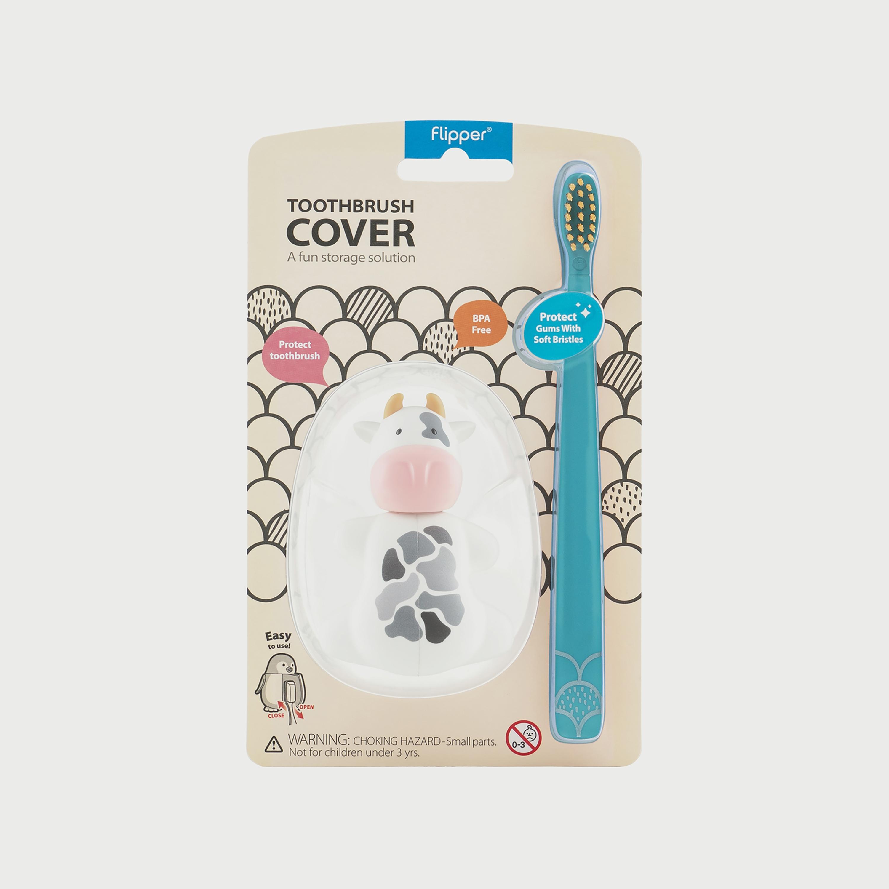 Flipper Fun Animal Toothbrush with Toothbrush Holder for Kids, Cow-baby-bathandcare-oralcare-image-3
