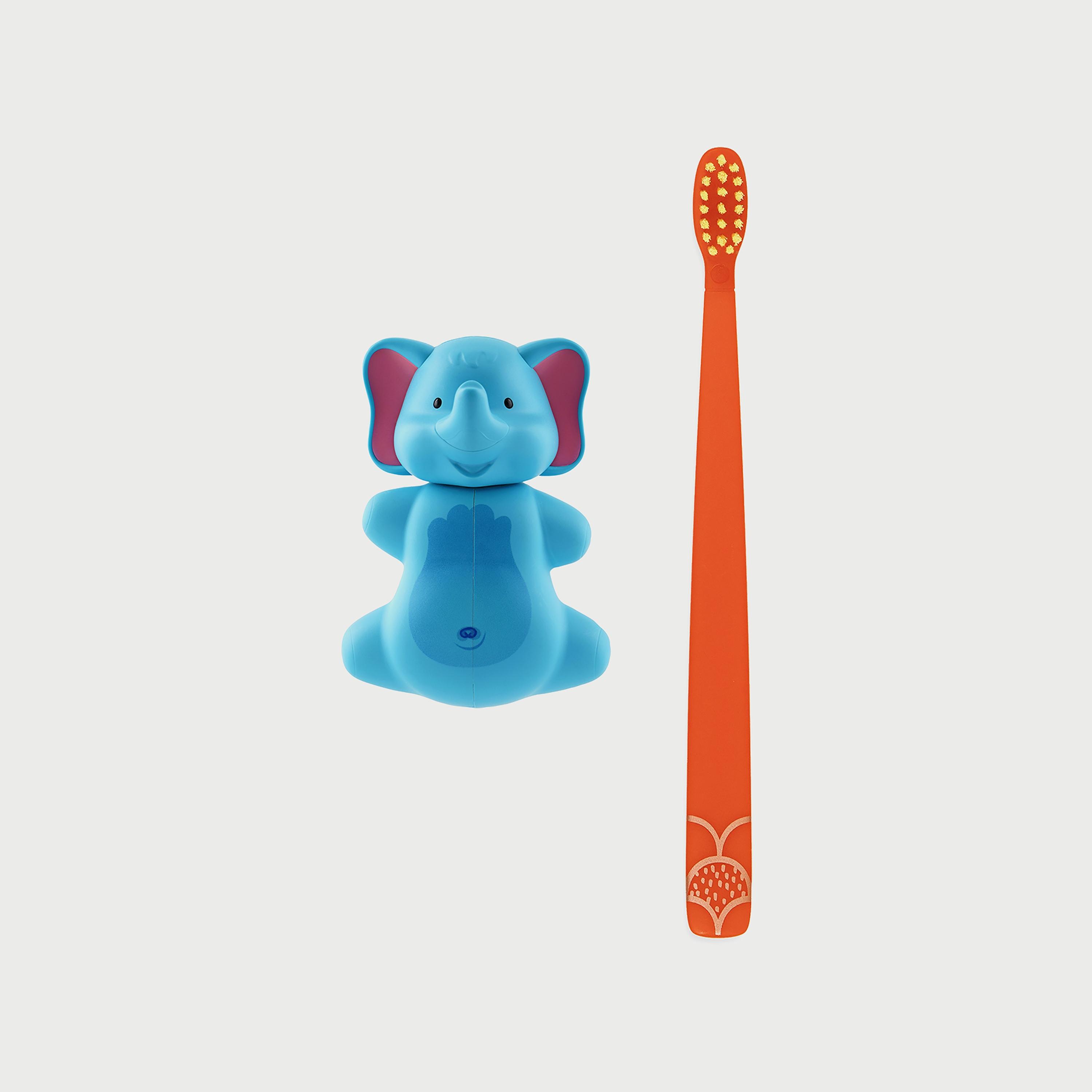 Flipper Fun Animal Toothbrush with Toothbrush Holder for Kids, Elephant-baby-bathandcare-oralcare-image-2