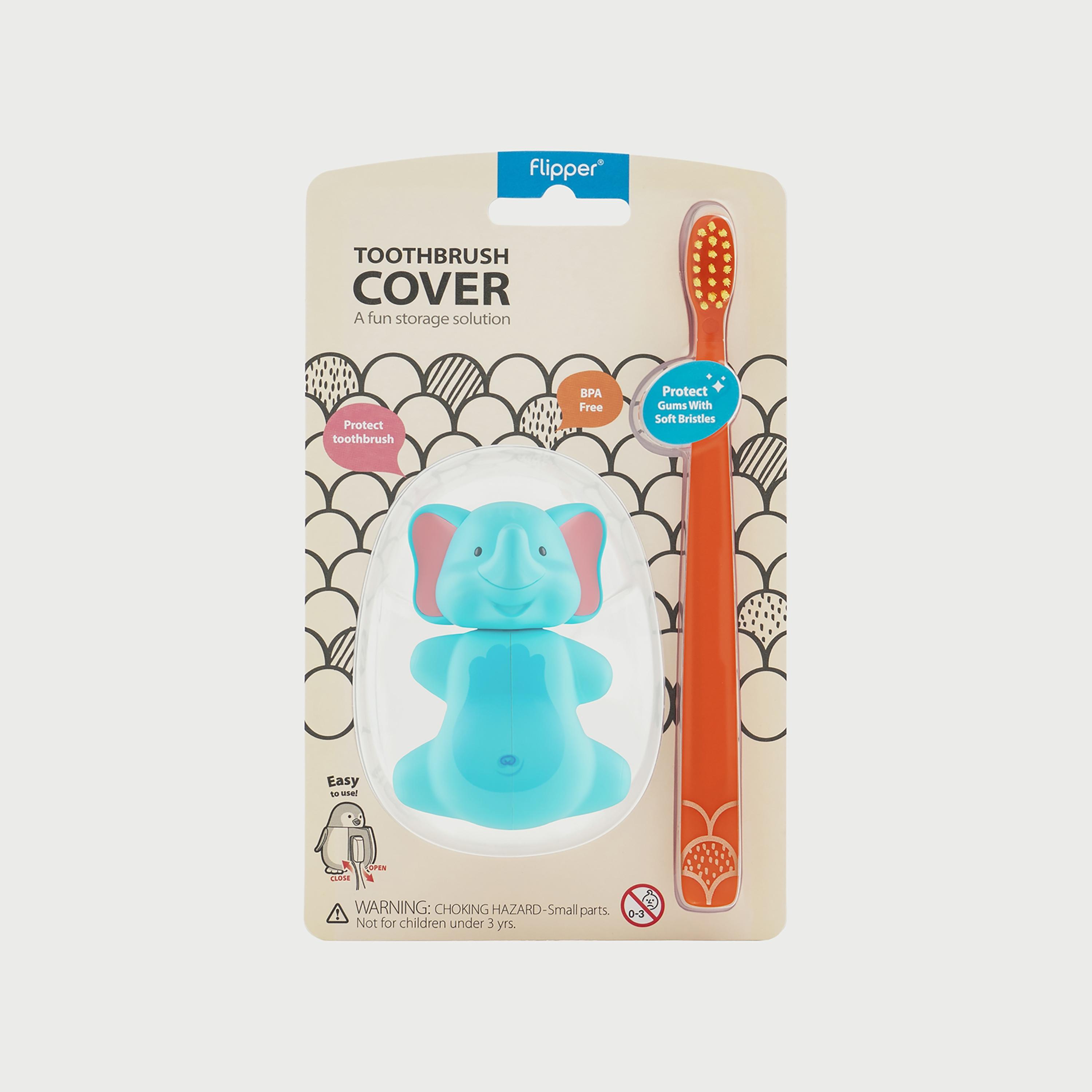 Flipper Fun Animal Toothbrush with Toothbrush Holder for Kids, Elephant-baby-bathandcare-oralcare-image-3