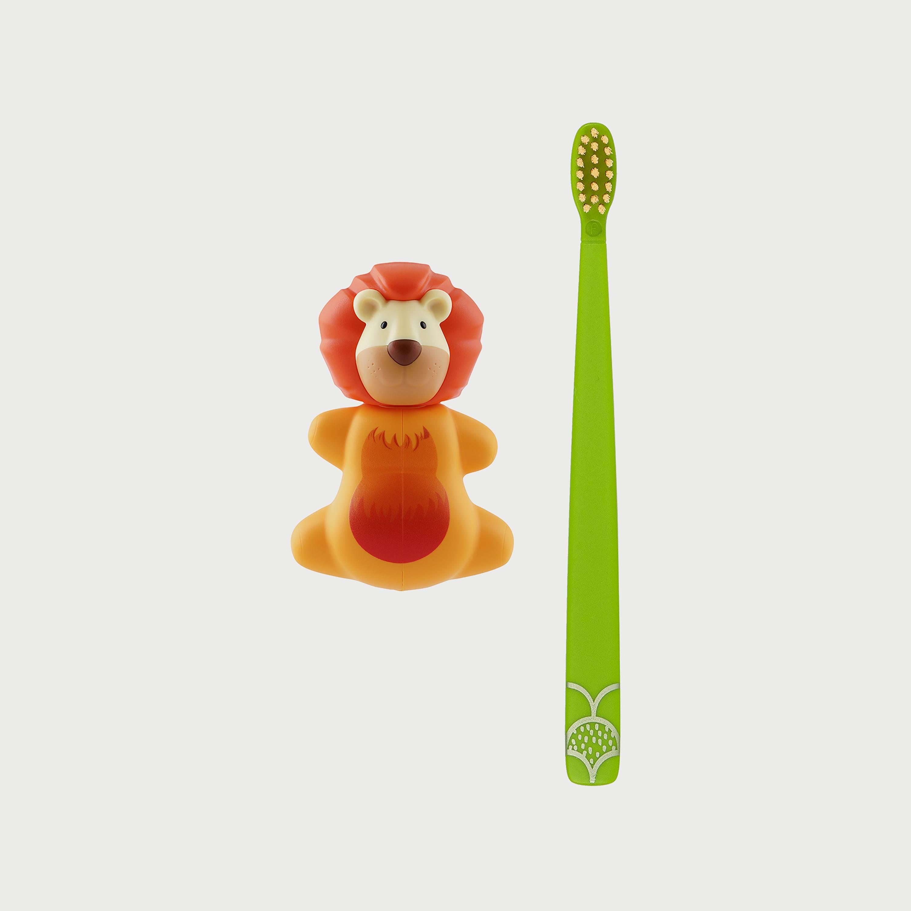 Flipper Fun Animal Toothbrush with Toothbrush Holder for Kids, Lion-baby-bathandcare-oralcare-image-2