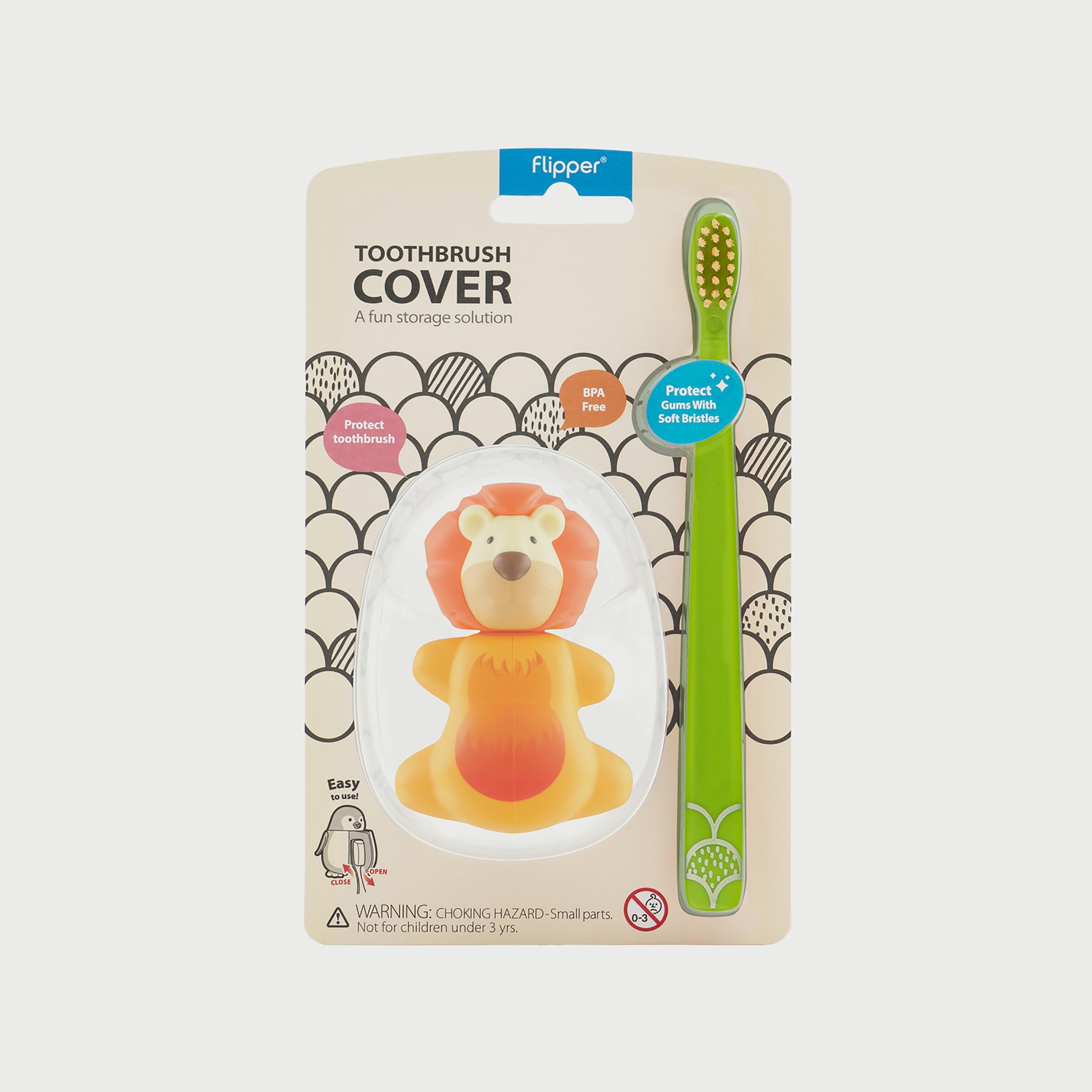 Flipper Fun Animal Toothbrush with Toothbrush Holder for Kids, Lion-baby-bathandcare-oralcare-image-3