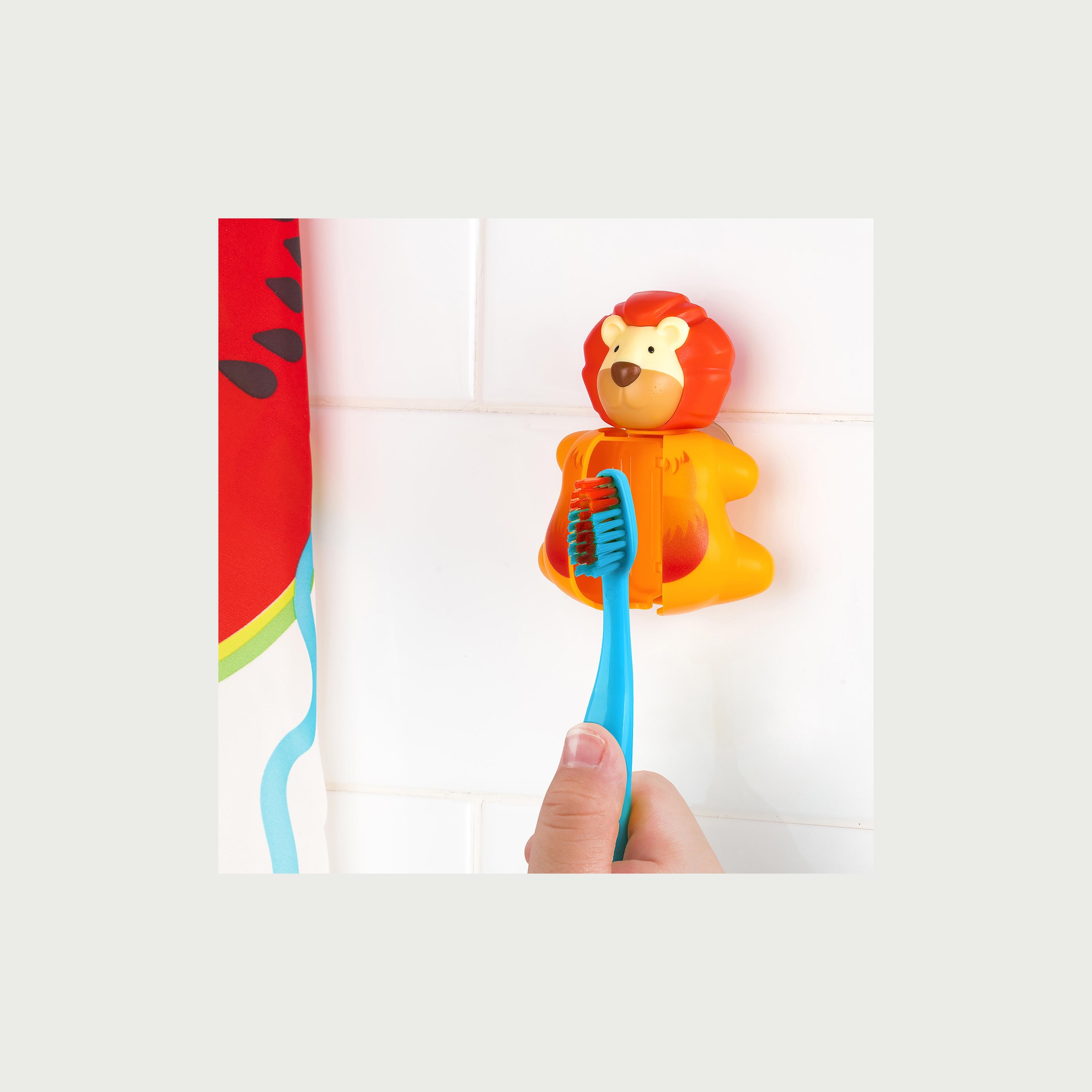 Flipper Fun Animal Toothbrush with Toothbrush Holder for Kids, Lion-baby-bathandcare-oralcare-image-6