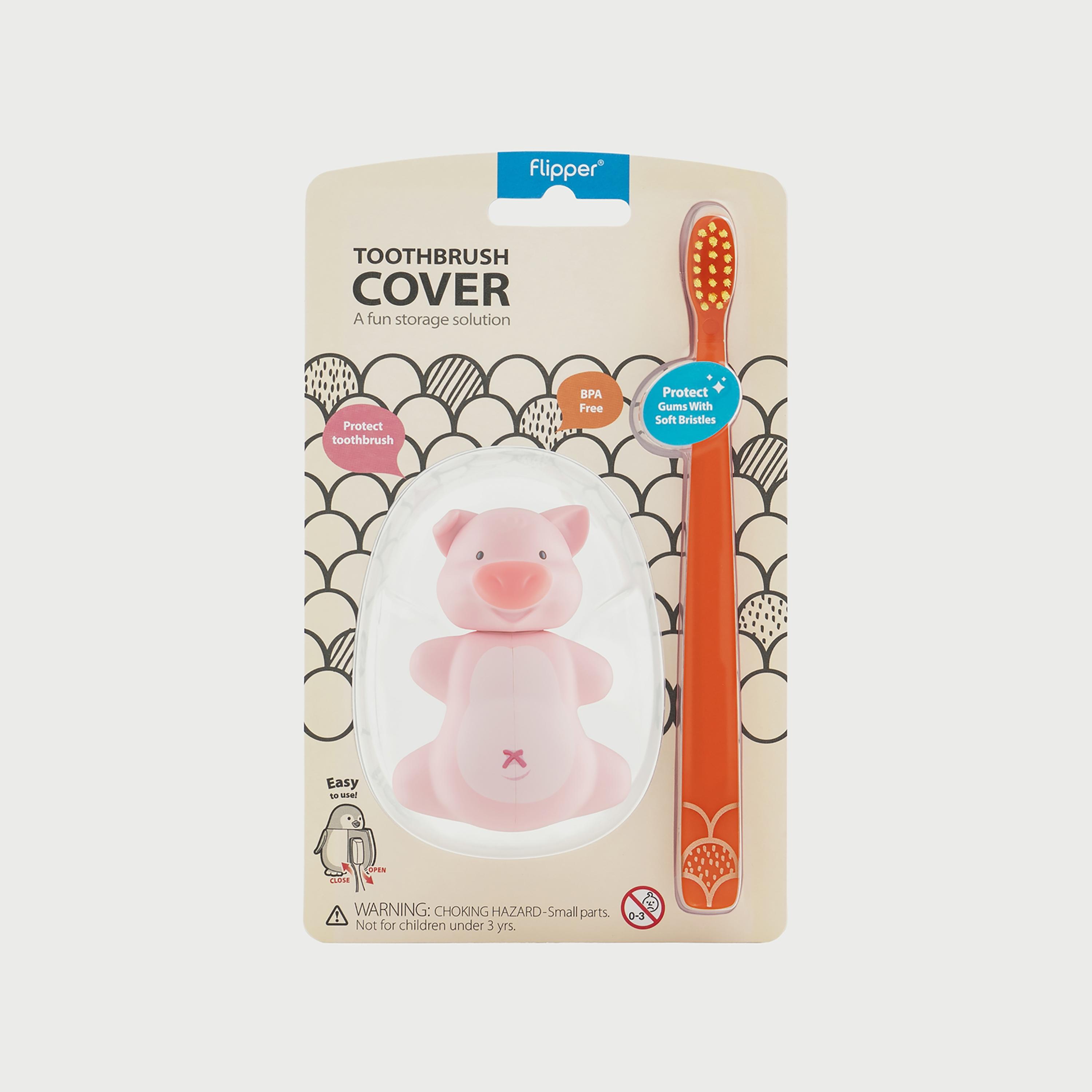 Flipper Fun Animal Toothbrush with Toothbrush Holder for Kids, Piggy-baby-bathandcare-oralcare-image-3