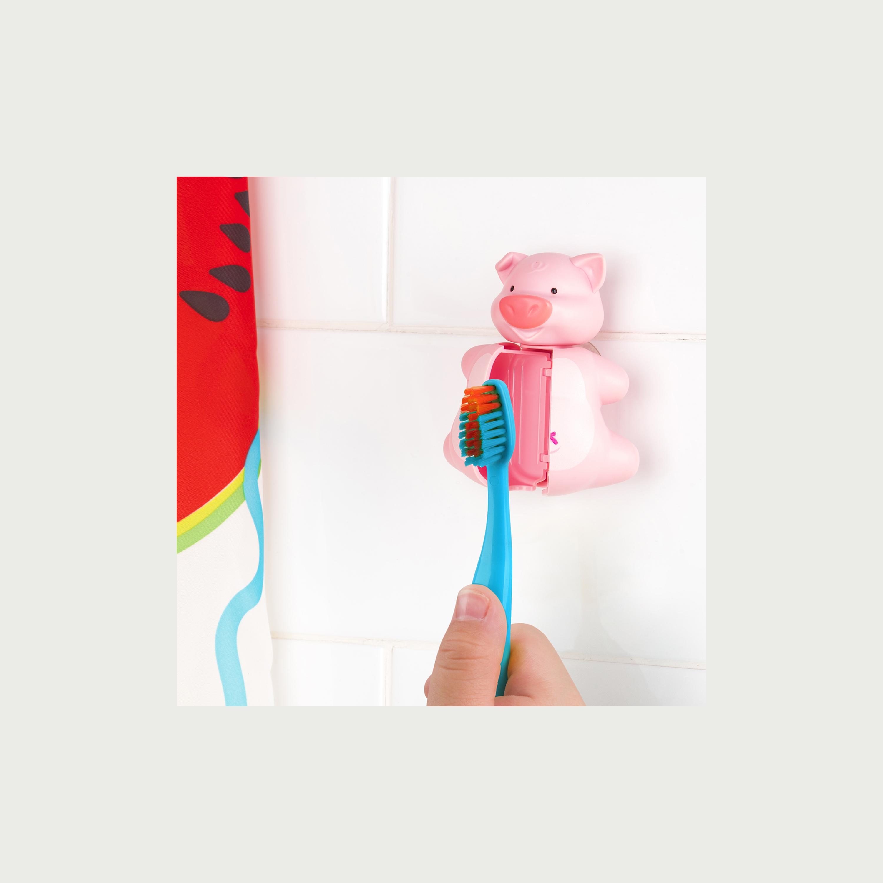 Flipper Fun Animal Toothbrush with Toothbrush Holder for Kids, Piggy-baby-bathandcare-oralcare-image-6