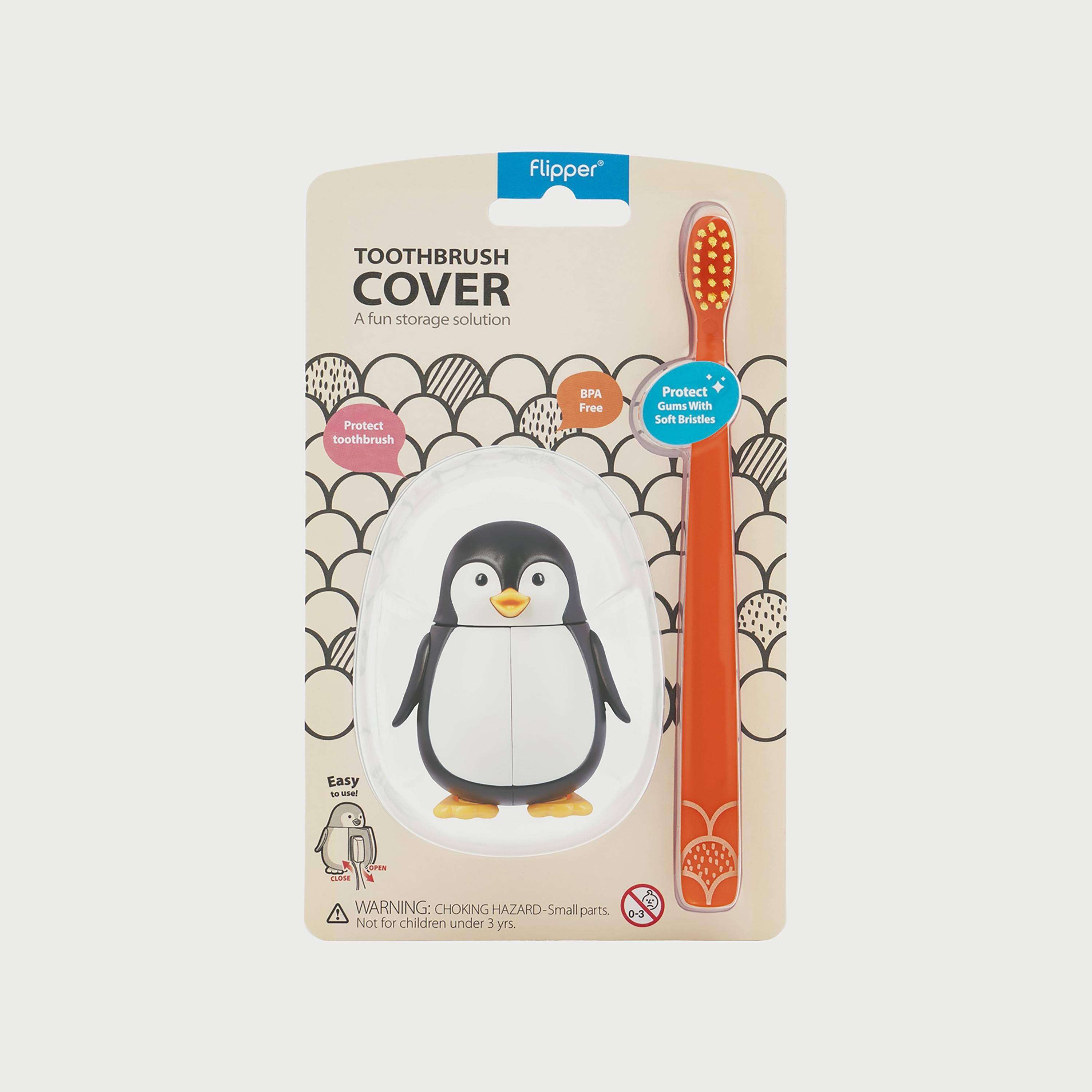 Flipper Fun Animal Toothbrush with Toothbrush Holder for Kids, Penguin-baby-bathandcare-oralcare-image-3