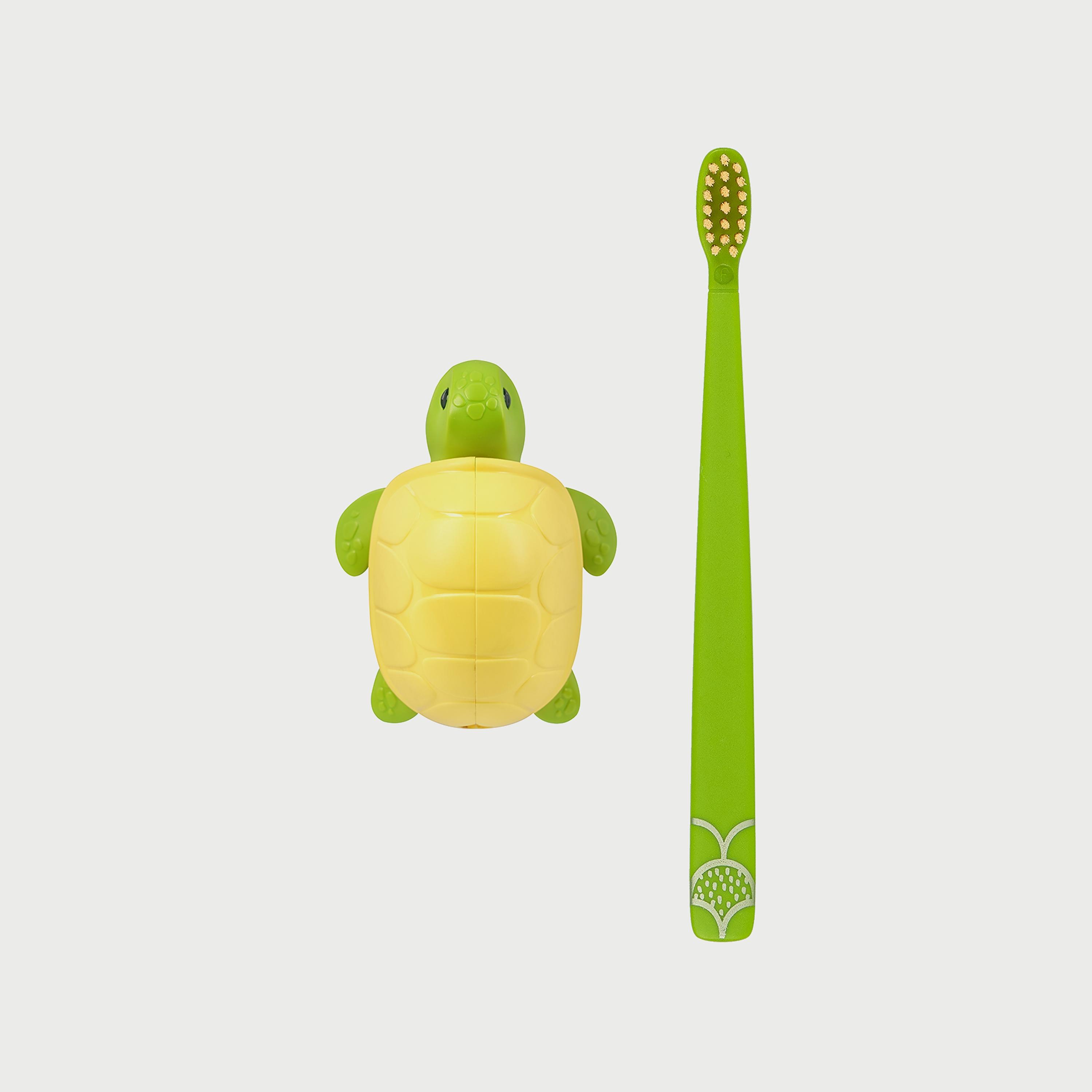 Flipper Fun Animal Toothbrush with Toothbrush Holder for Kids, Turtle-baby-bathandcare-oralcare-image-2