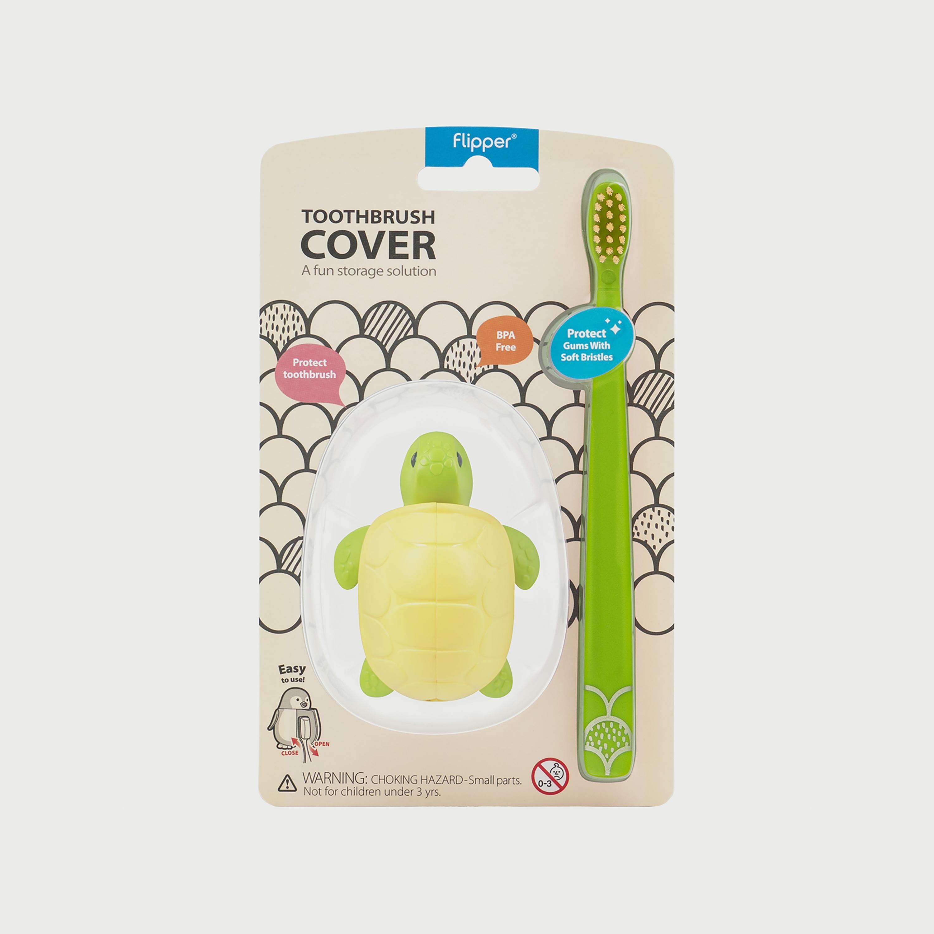 Flipper Fun Animal Toothbrush with Toothbrush Holder for Kids, Turtle-baby-bathandcare-oralcare-image-3