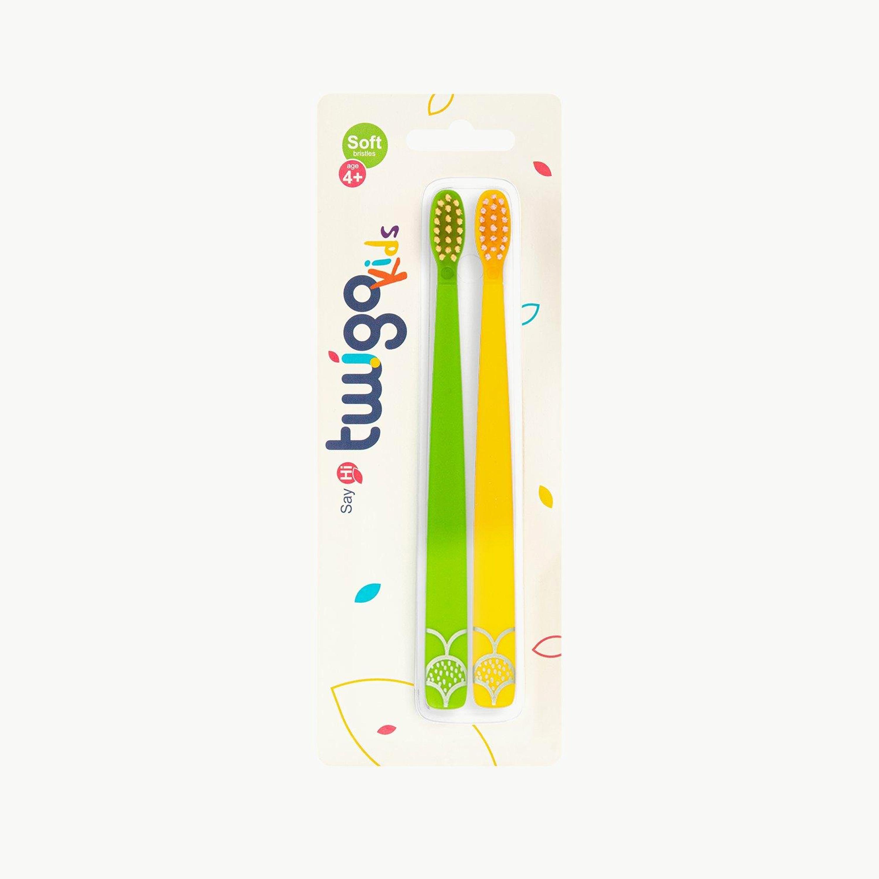 Flipper 2-Piece Twigo Toothbrush for Kids, Green & Yellow-baby-bathandcare-oralcare-image-2