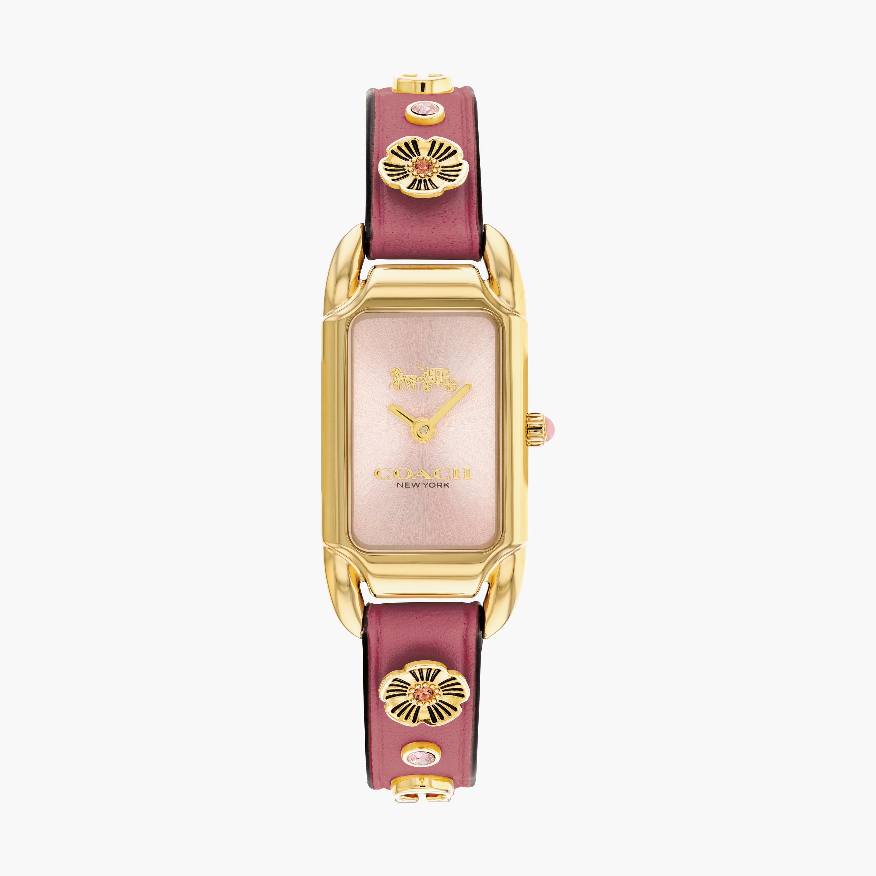 ساعة أنالوج بسوار جلدي أرجواني من كوتش | 14504117-women-watchesandjewellery-watches-image-1