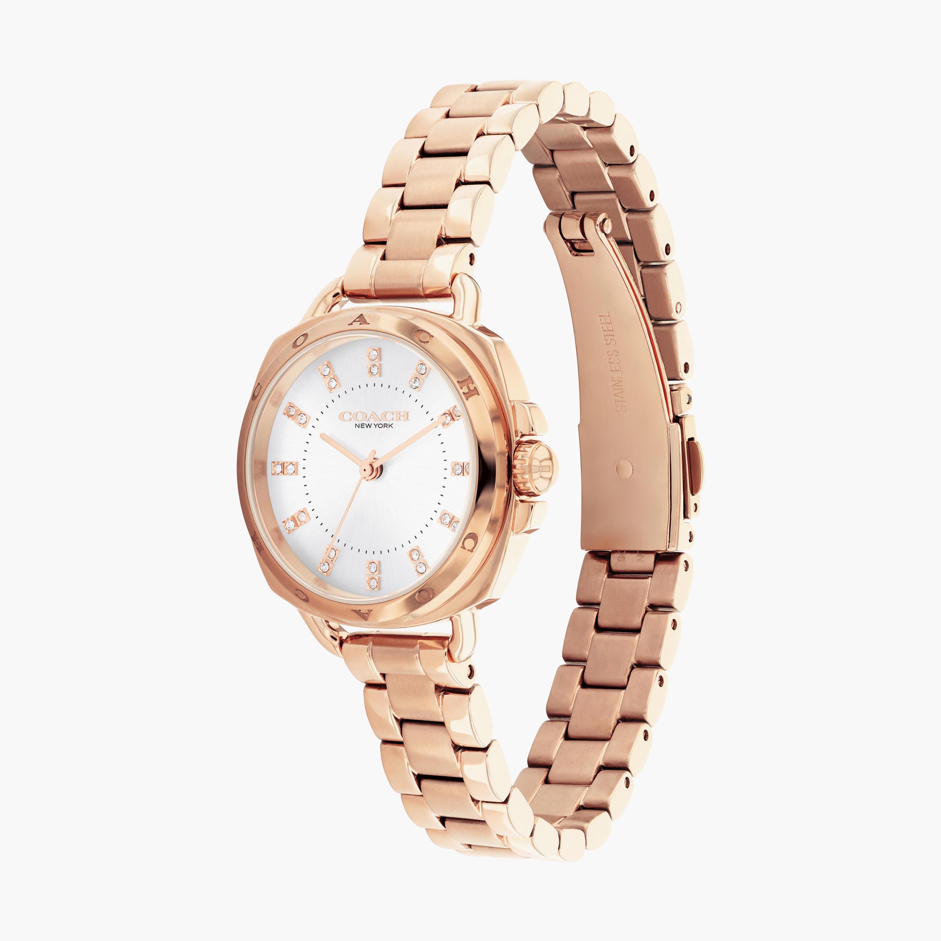 ساعة أنالوج ذهبية بسوار ستانلس ستيل من كوتش | 14504154-women-watchesandjewellery-watches-image-2