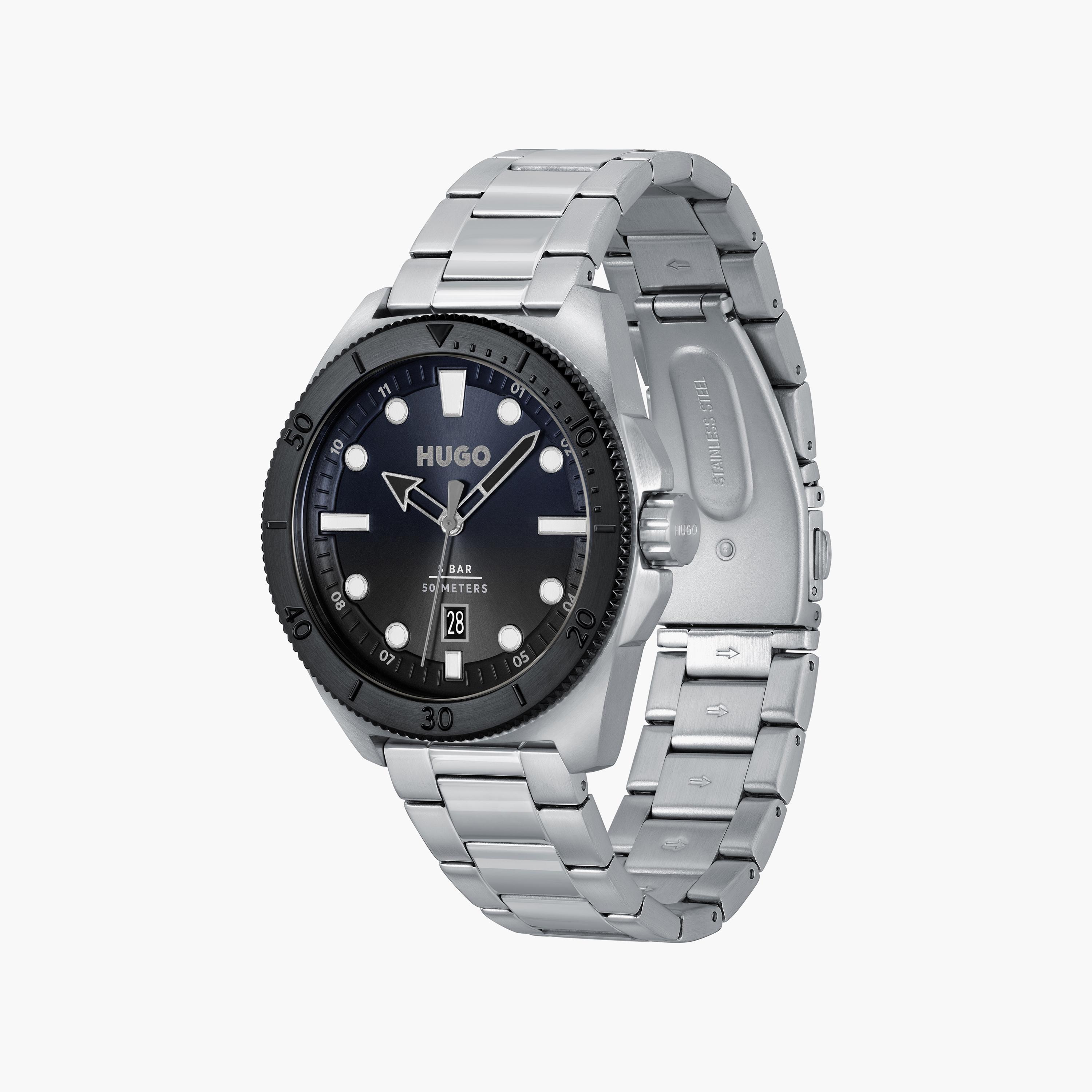 ساعة أنالوج فضية بسوار ستانلس ستيل للرجال من هوغو | 1530305-men-watchesandjewellery-watches-image-2