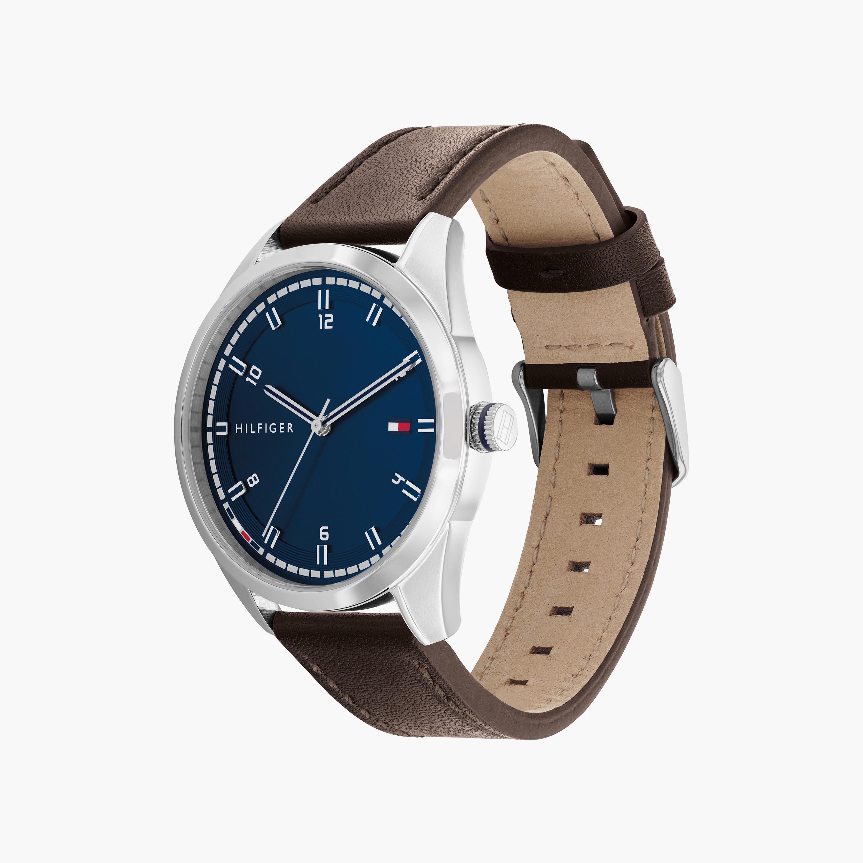 ساعة انالوج للرجال بلون بني بسوار جلدي من تومي هيلفيغر | 1710458-men-watchesandjewellery-watches-image-2