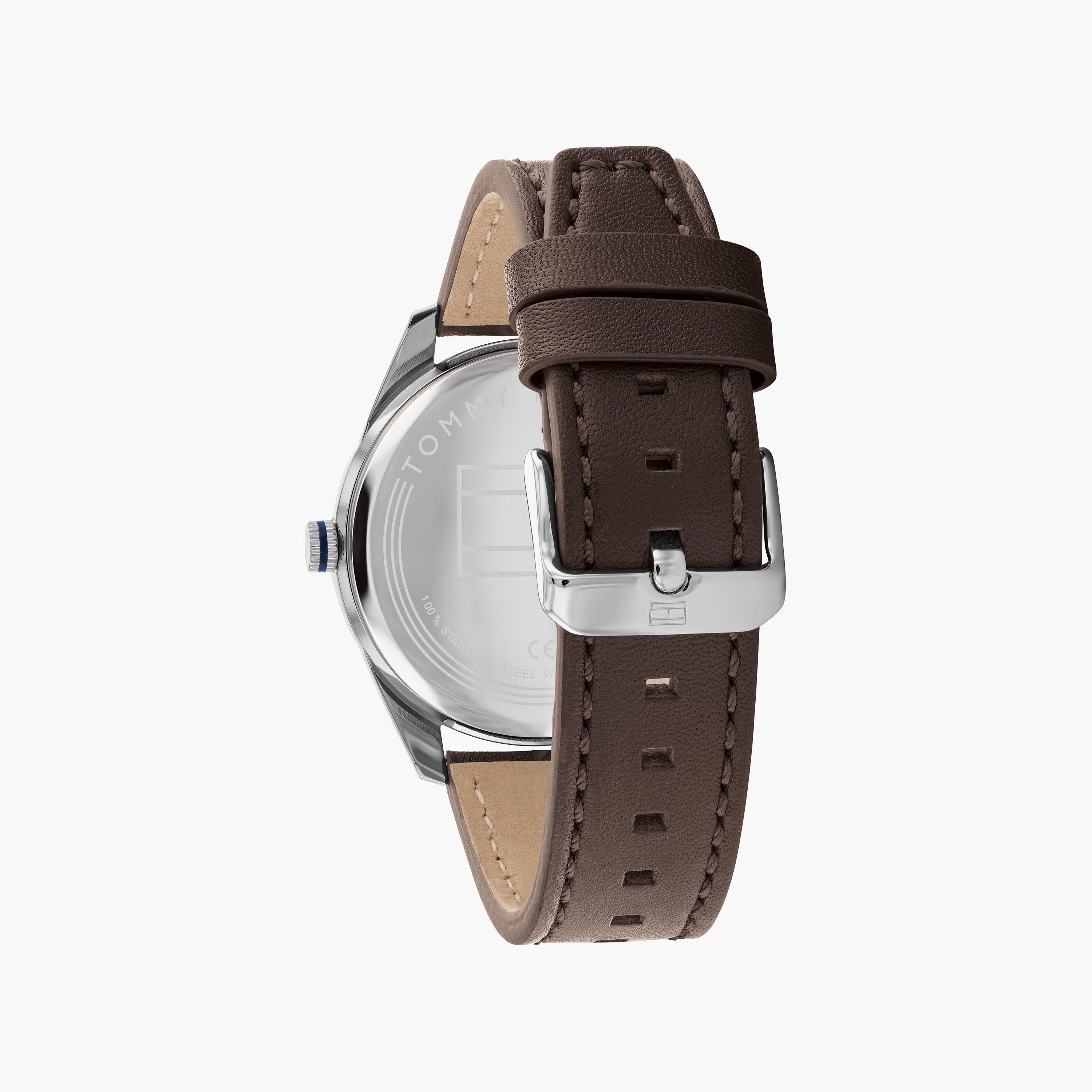 ساعة انالوج للرجال بلون بني بسوار جلدي من تومي هيلفيغر | 1710458-men-watchesandjewellery-watches-image-3