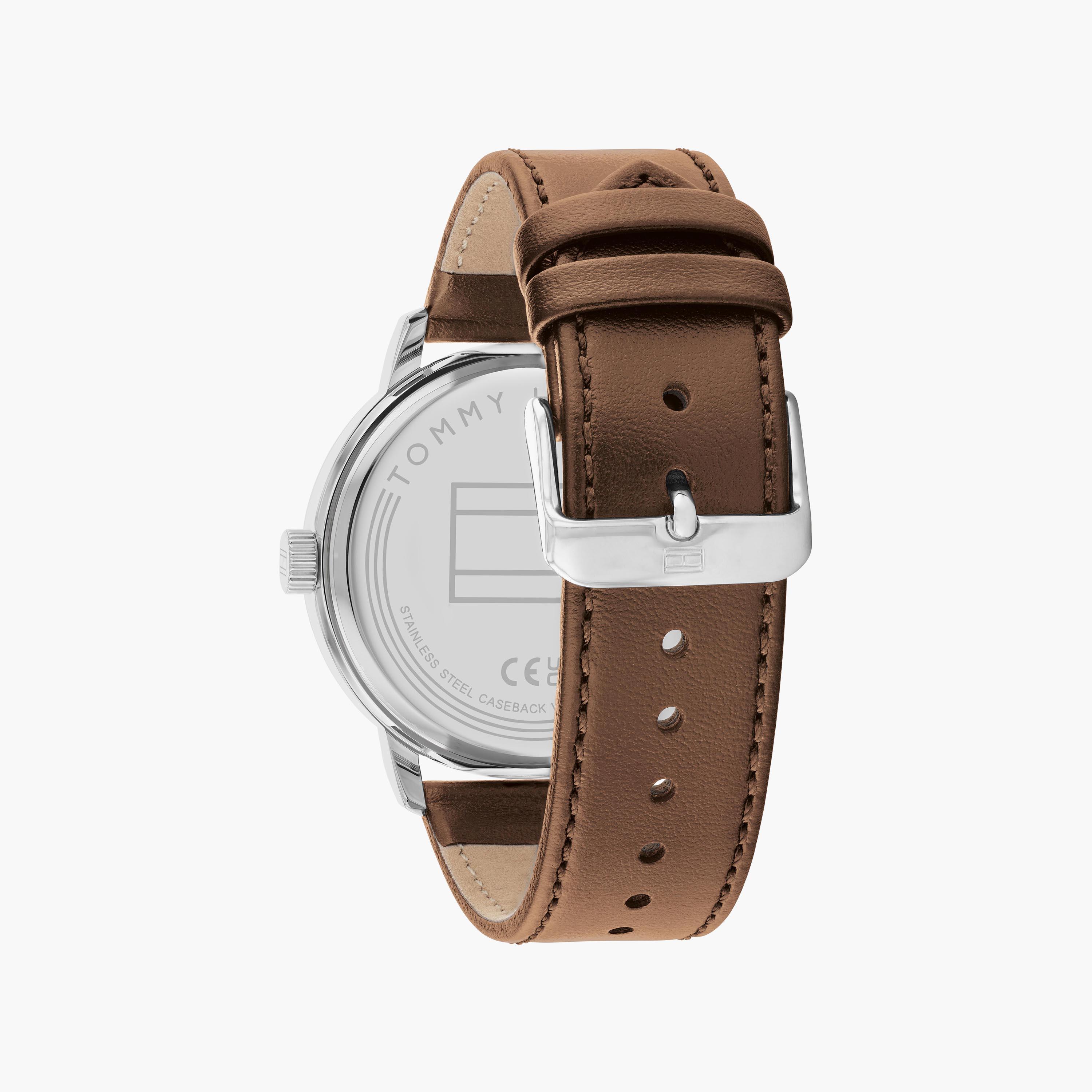 ساعة انالوج للرجال بلون بني بسوار جلدي من تومي هيلفيغر | 1710508-men-watchesandjewellery-watches-image-3