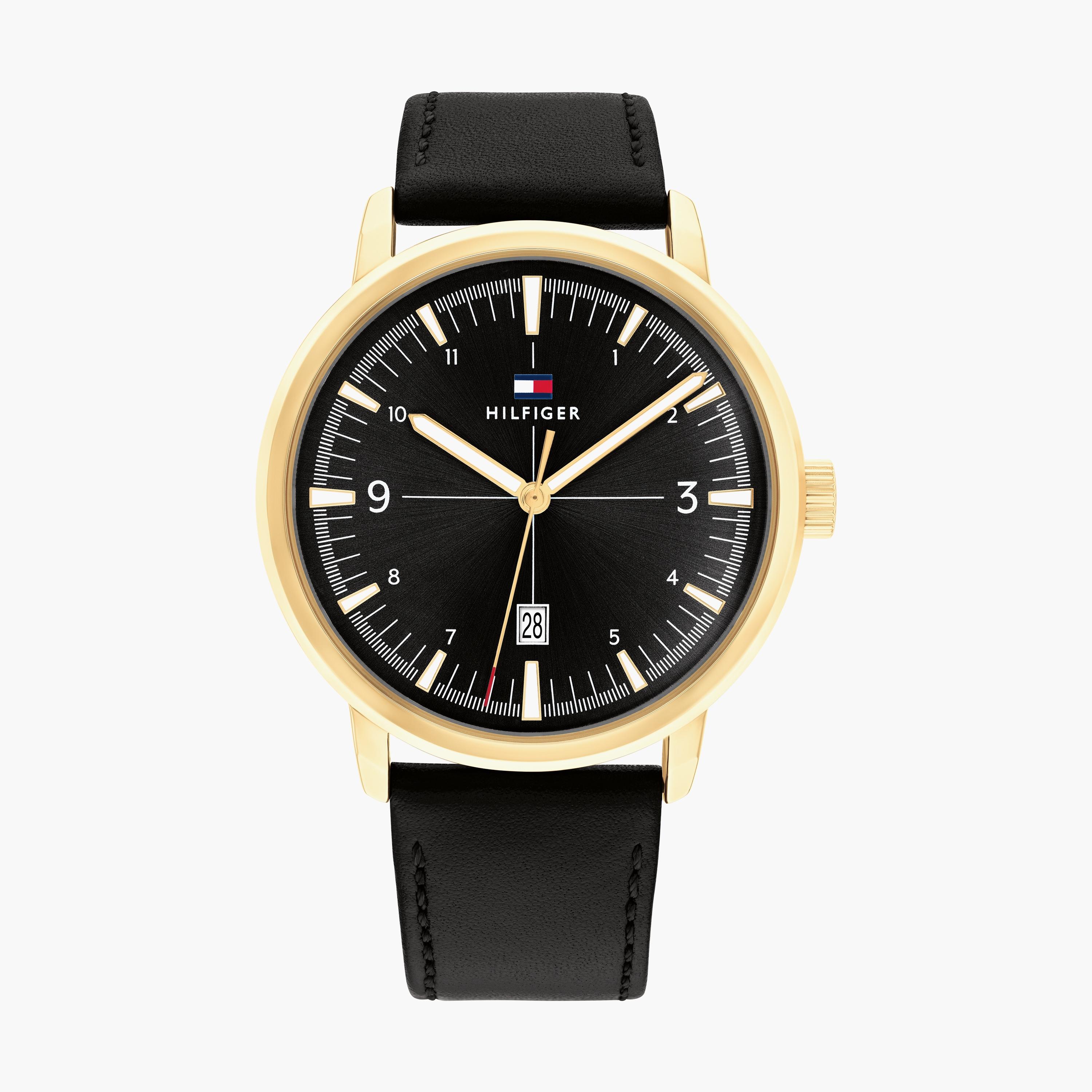 Tommy hilfiger analog black dial men's watch hot sale