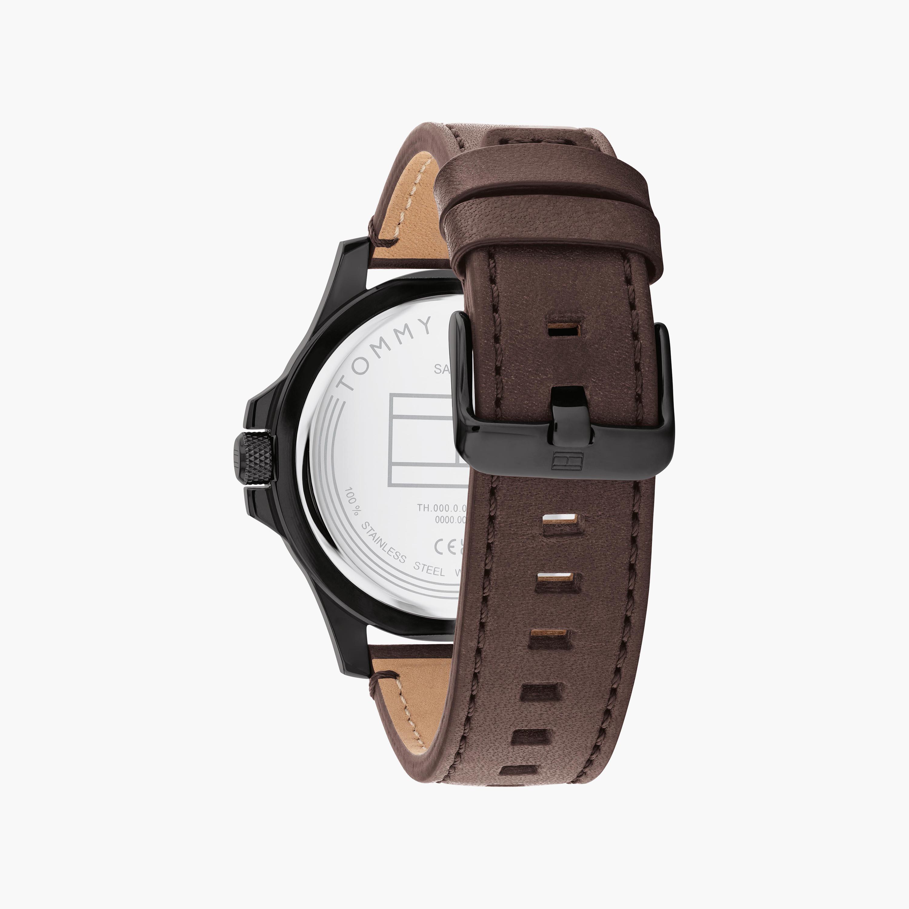ساعة انالوج للرجال بلون بني بسوار جلدي من تومي هيلفيغر | 1710530-men-watchesandjewellery-watches-image-3