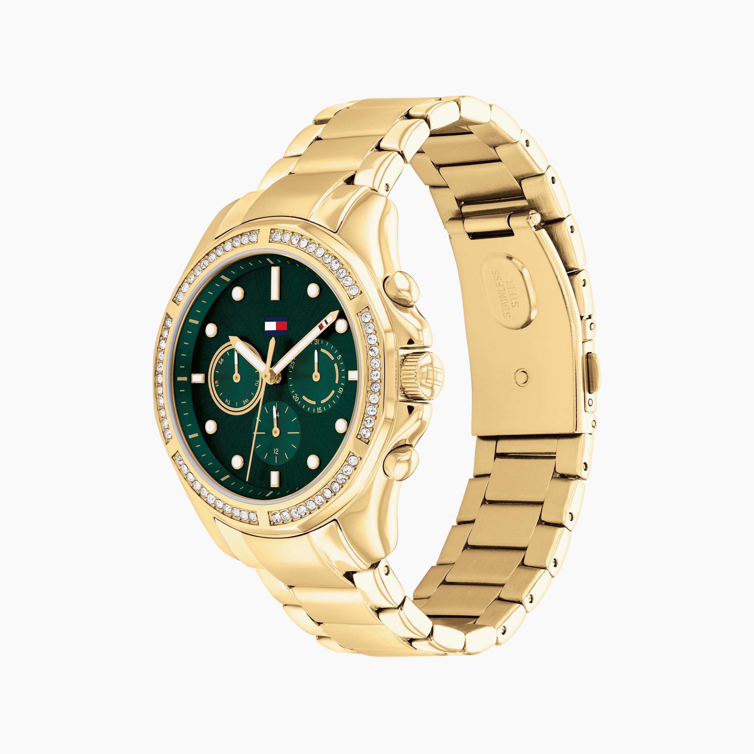 ساعة كرونوغراف ذهبية بسوار ستانلس ستيل من تومي هيلفيغر للنساء | 1782614-women-watchesandjewellery-watches-image-2