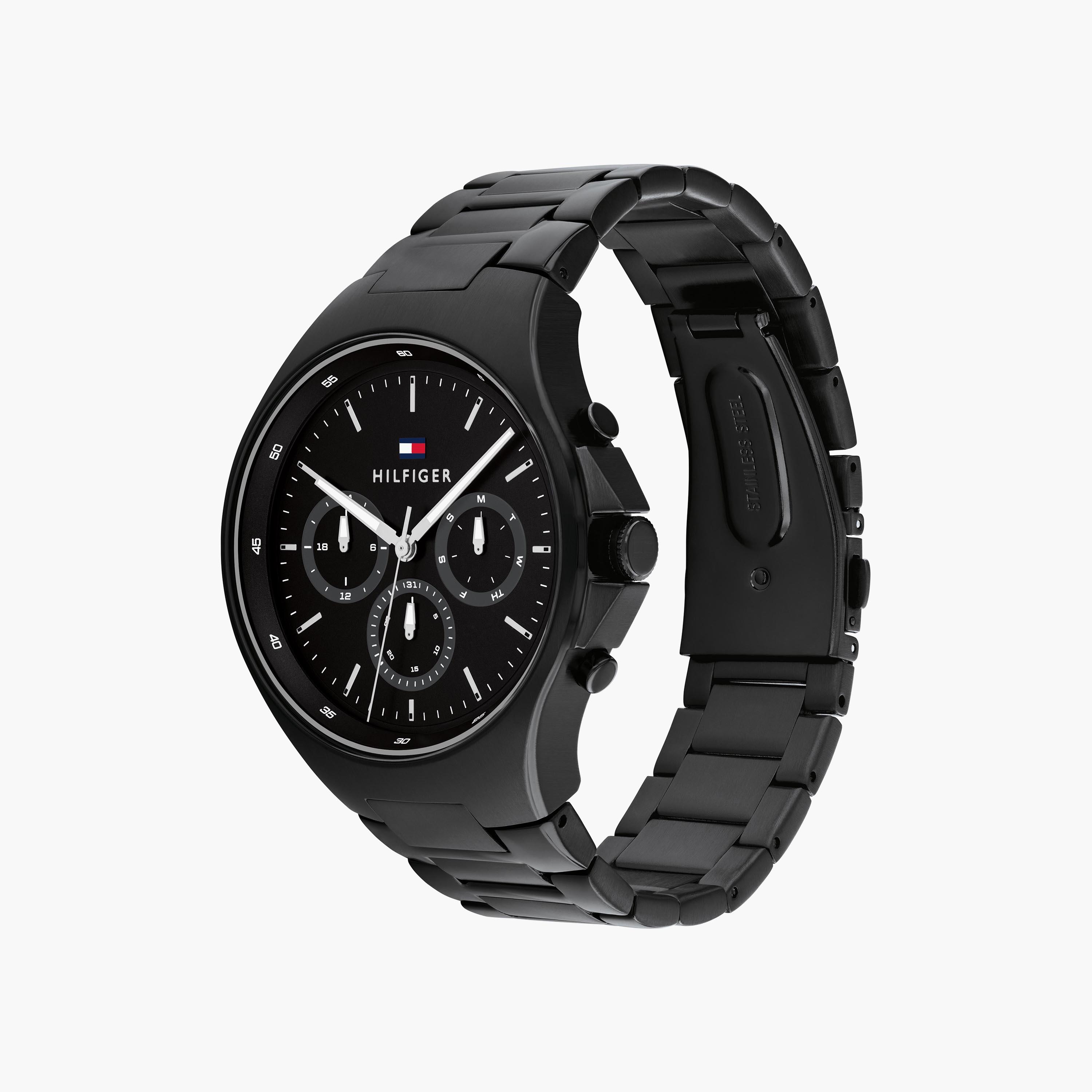 ساعة كرونوغراف اسود بسوار ستانلس ستيل من تومي هيلفيغر للرجال | 1792055-men-watchesandjewellery-watches-image-2