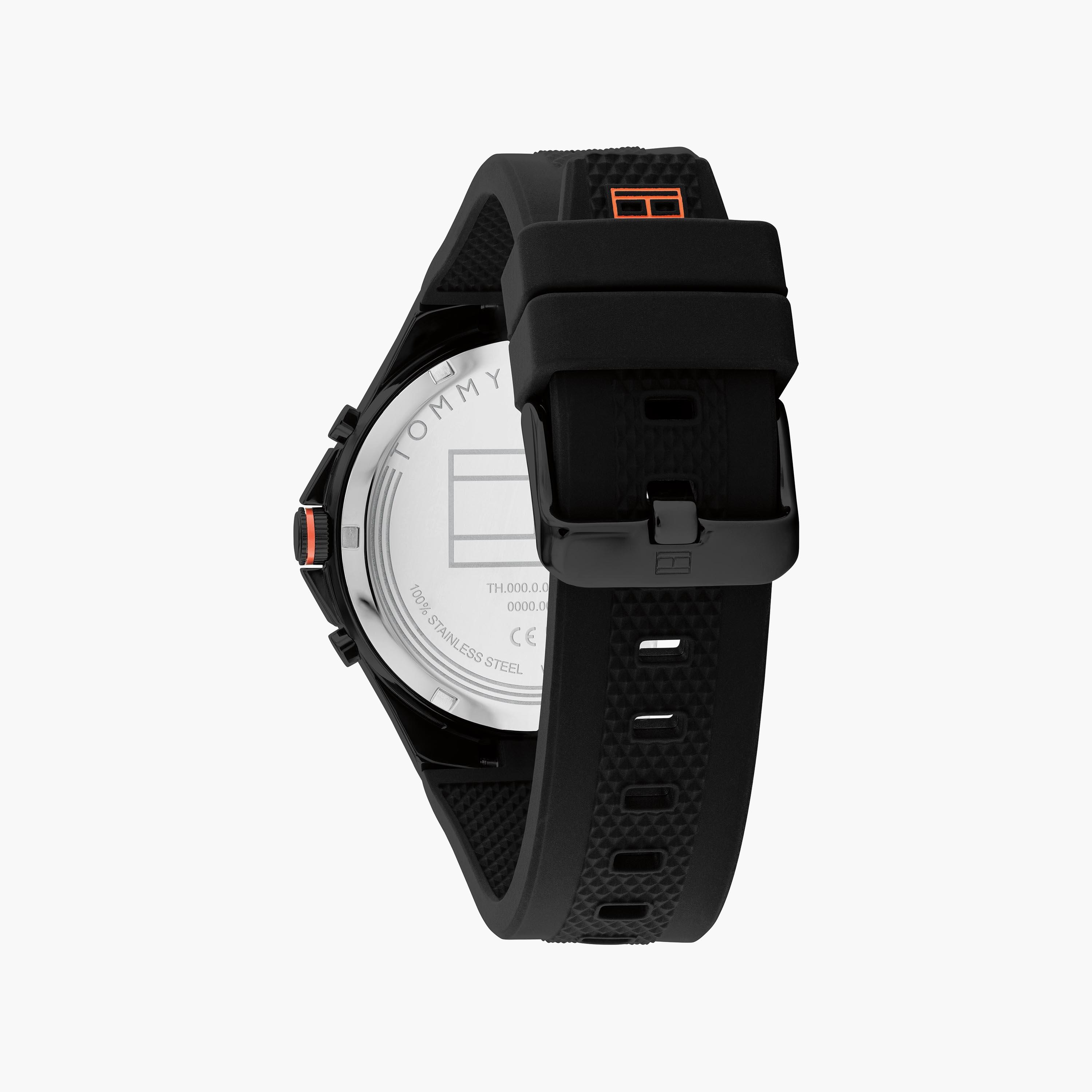 Tommy hilfiger watch sale men's black silicone strap