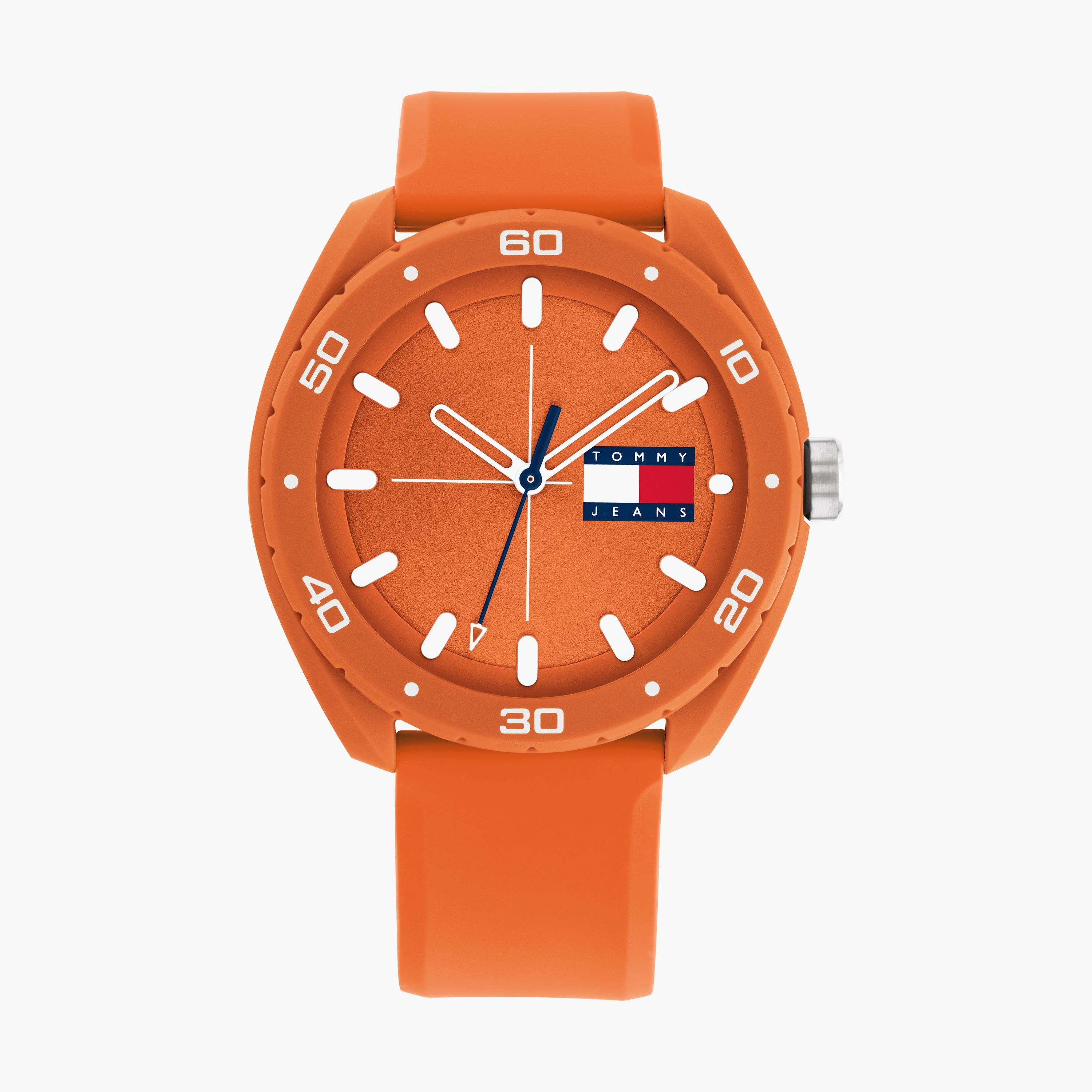 Buy Men s Tommy Hilfiger Men s Orange Analog Silicone Strap Watch