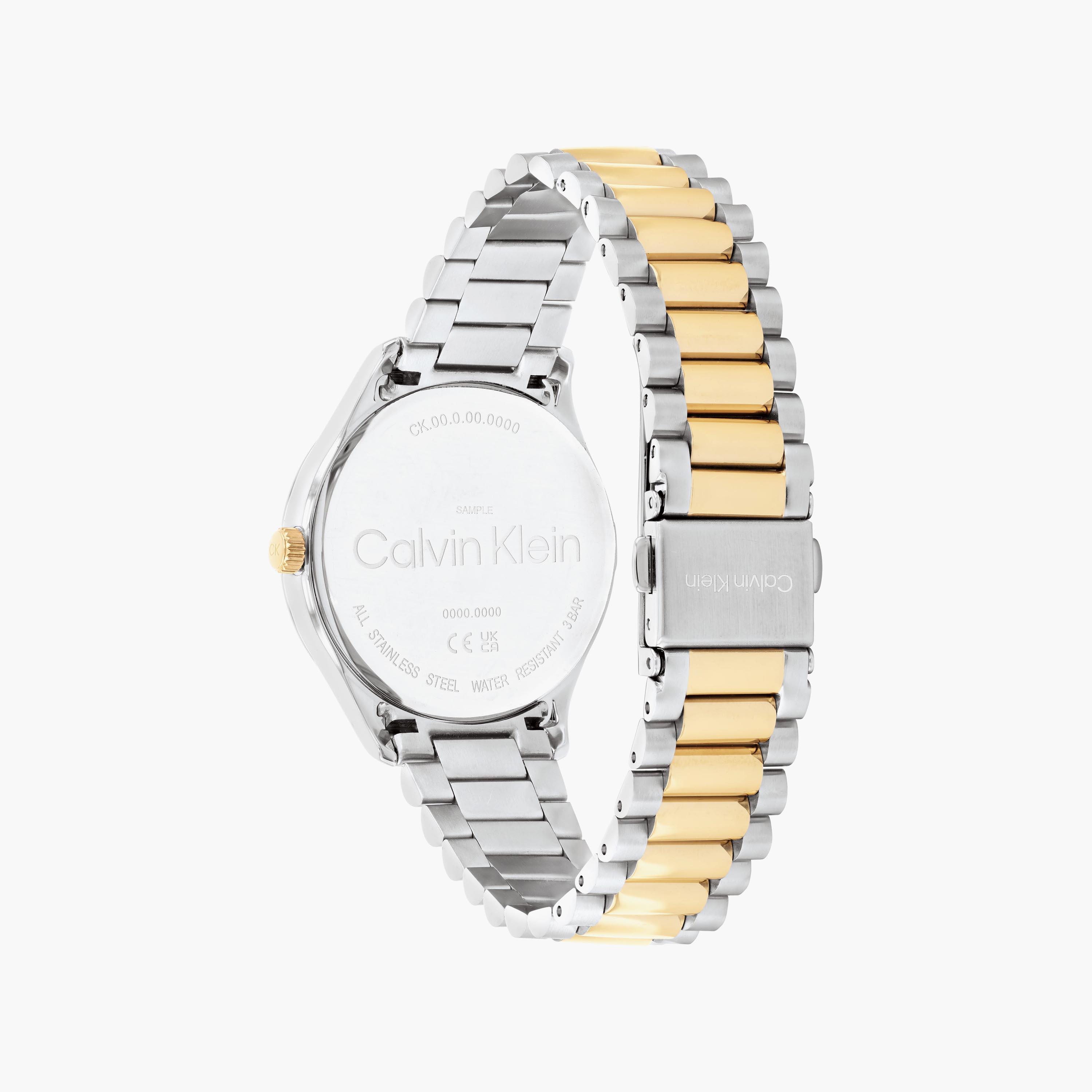 ساعة أنالوج فضية وذهبية بسوار ستانلس ستيل من كالفن كلاين للجنسين | 25200167-men-watchesandjewellery-watches-image-3