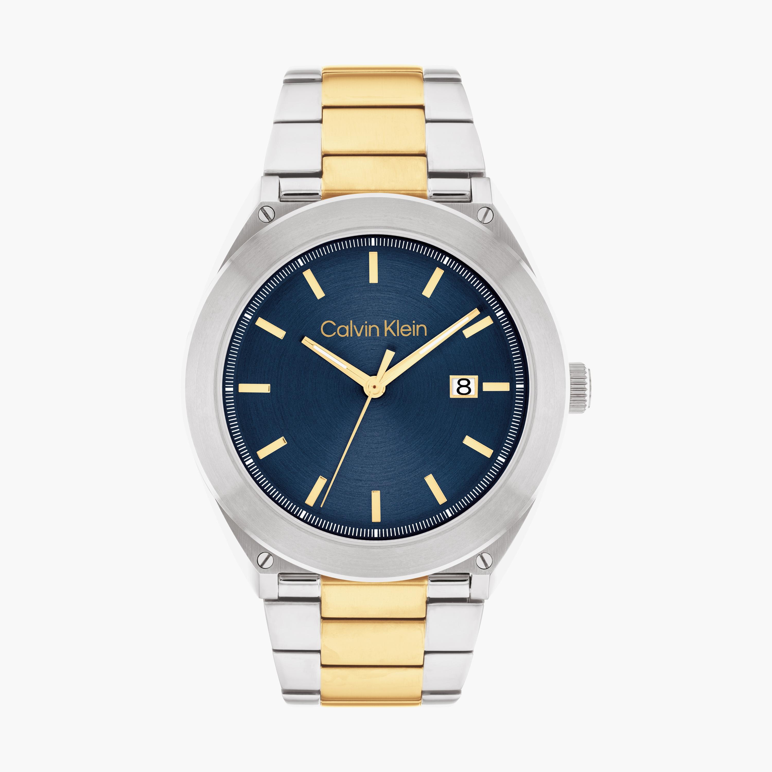 ساعة أنالوج كالفن كلاين فضية وذهبية بسوار ستانلس ستيل للرجال | 25200198-men-watchesandjewellery-watches-image-1