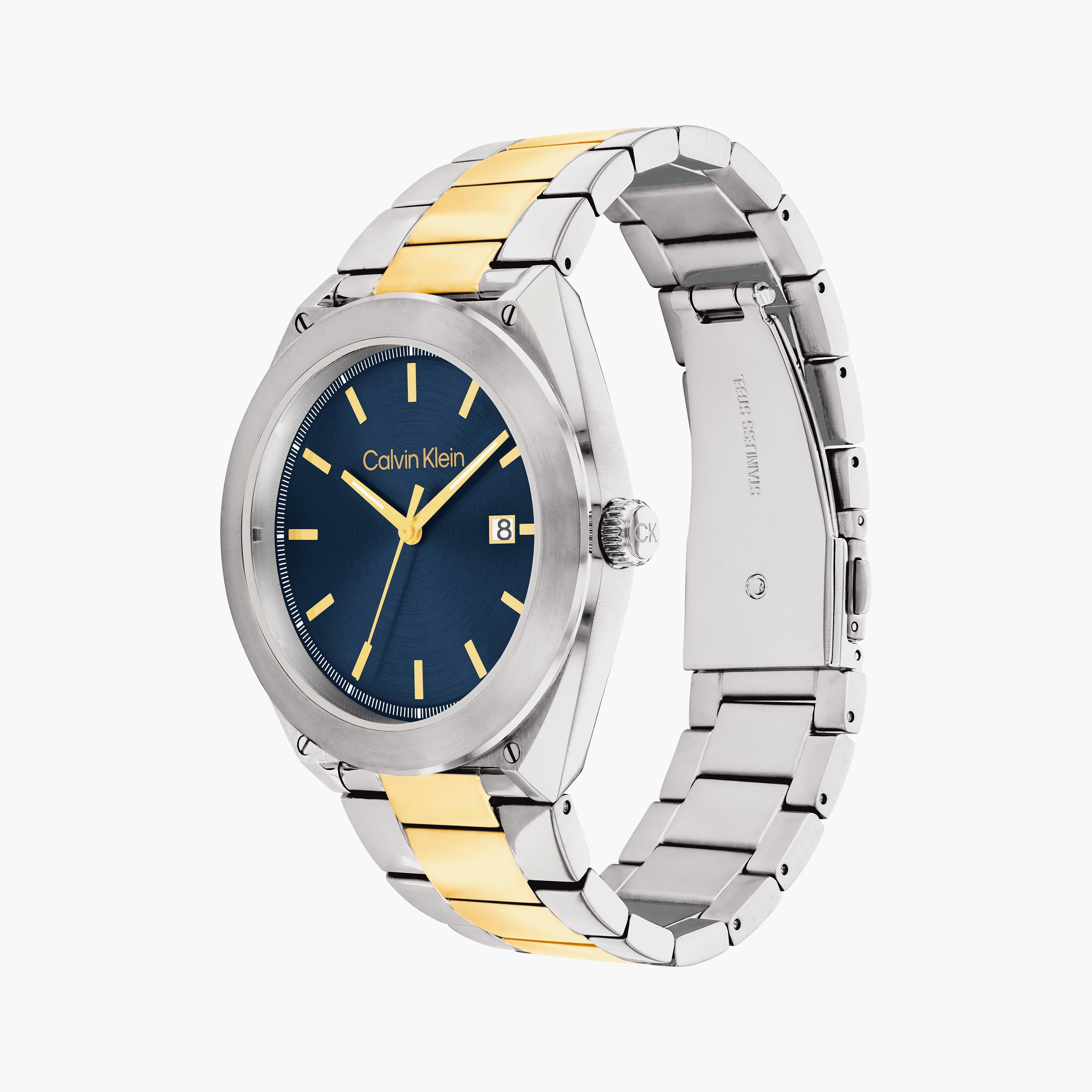 ساعة أنالوج كالفن كلاين فضية وذهبية بسوار ستانلس ستيل للرجال | 25200198-men-watchesandjewellery-watches-image-2