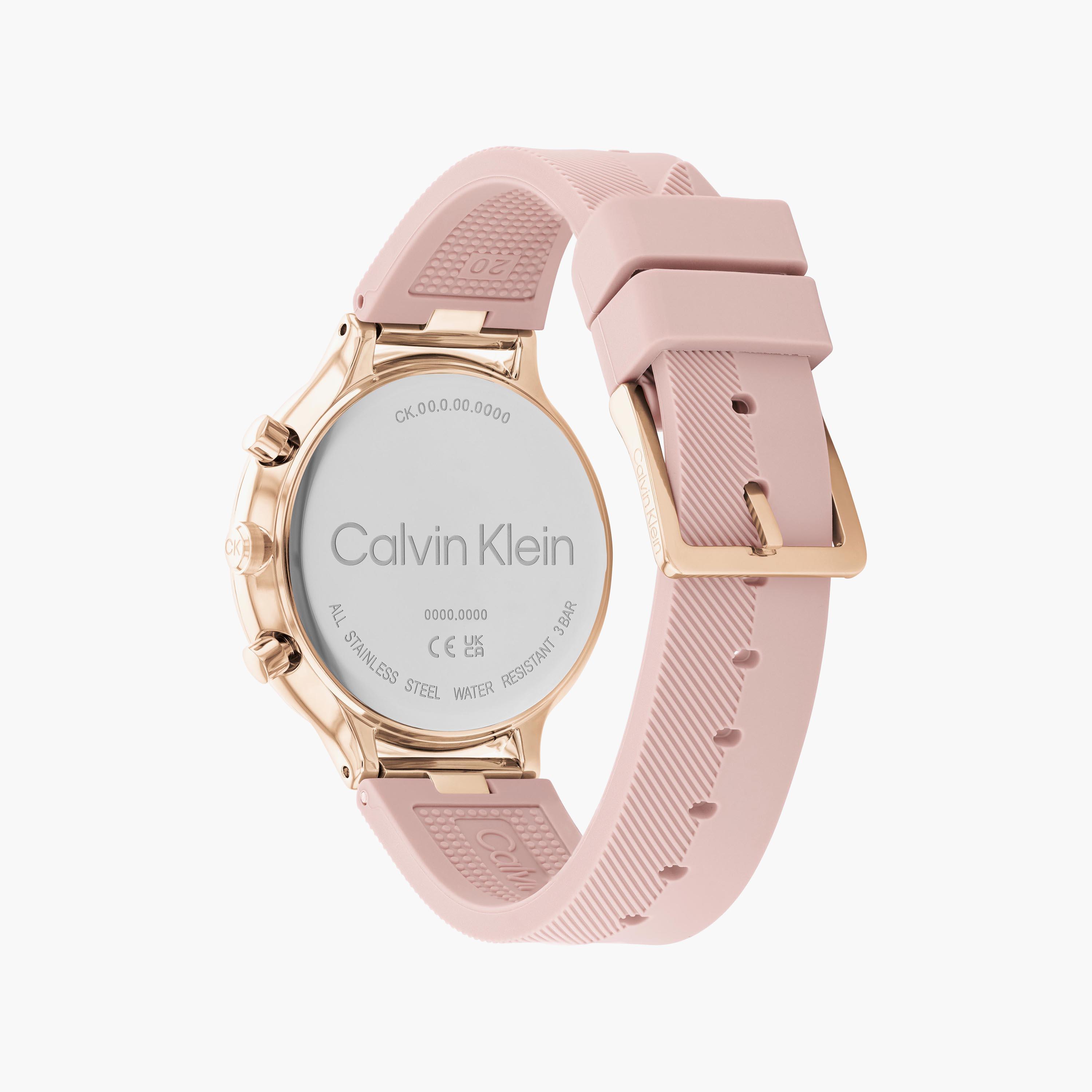 ساعة كالفن كلاين كرونوغراف بسوار سيليكون وردي للنساء | 25200243-women-watchesandjewellery-watches-image-3