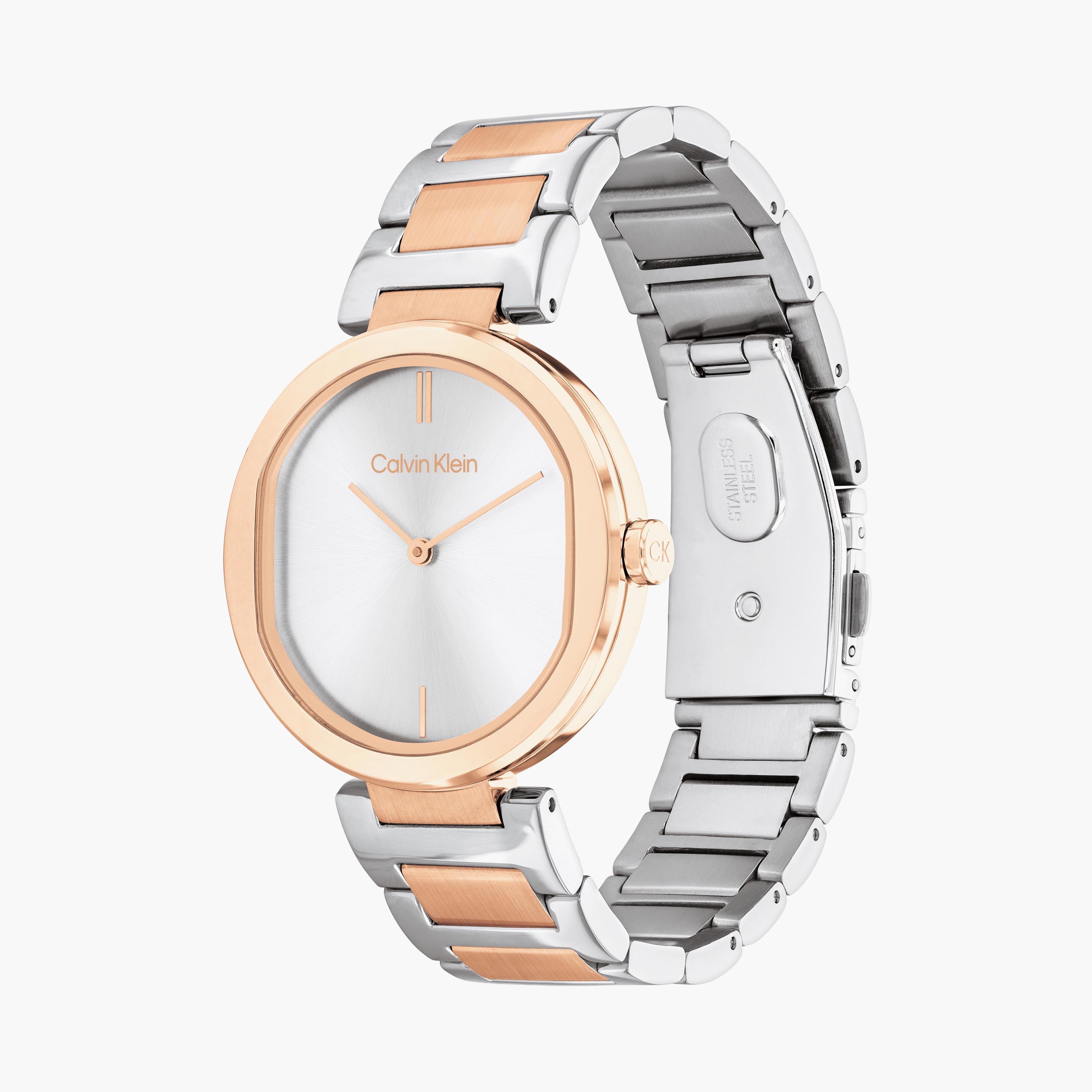 ساعة أنالوج فضية وردية بسوار ستانلس ستيل من كالفن كلاين للنساء | 25200251-women-watchesandjewellery-watches-image-2
