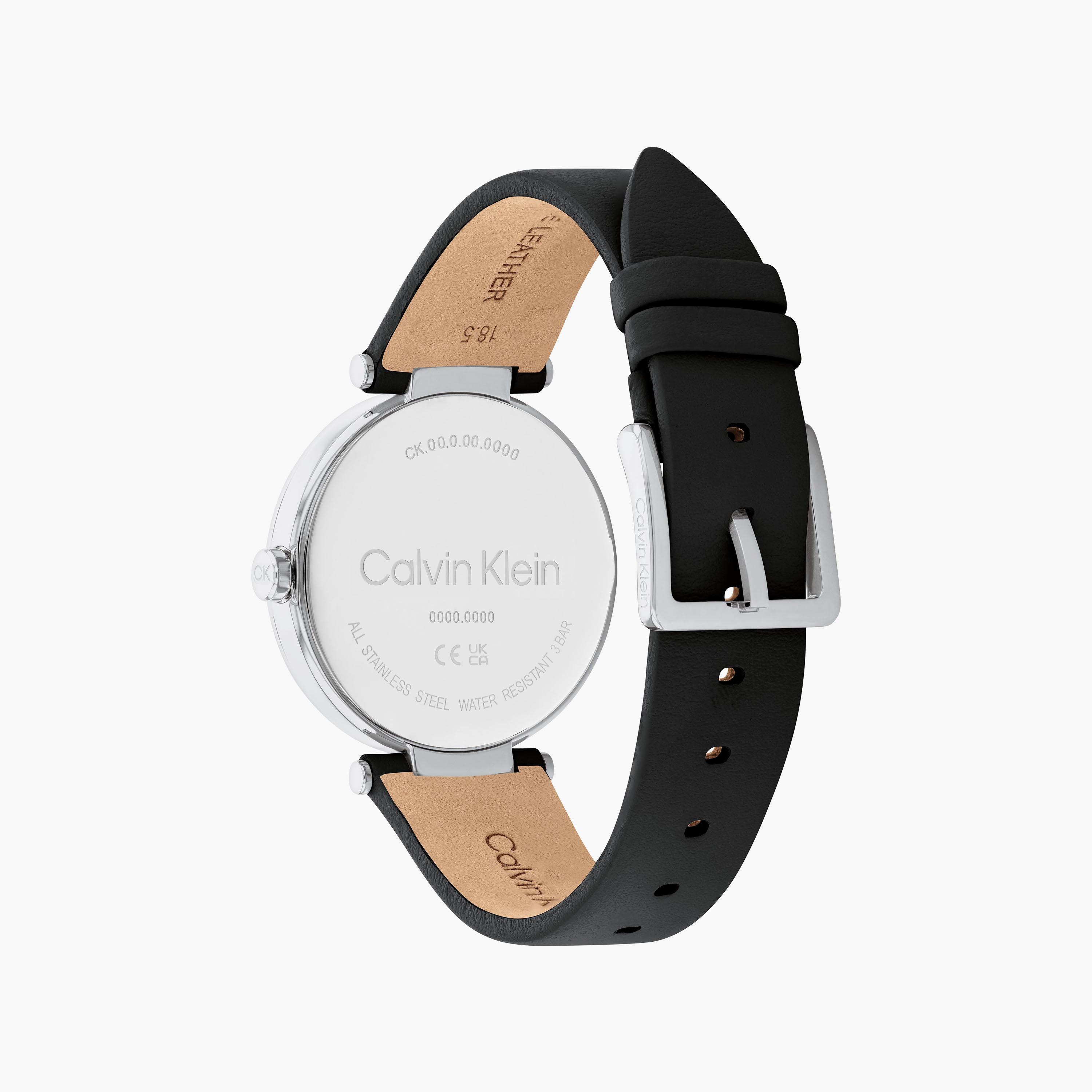 Calvin klein cheap black leather watch