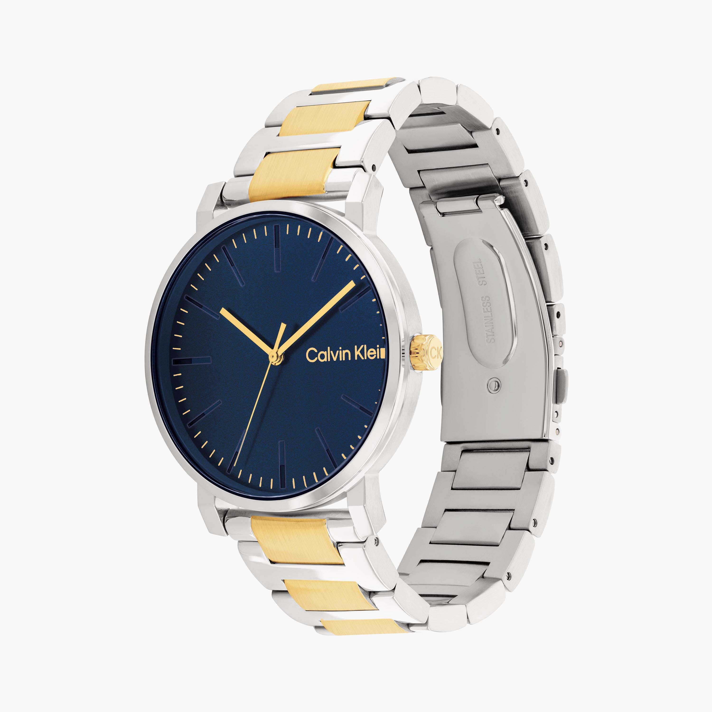 ساعة أنالوج كالفن كلاين فضية وذهبية بسوار ستانلس ستيل للرجال | 25200258-men-watchesandjewellery-watches-image-2