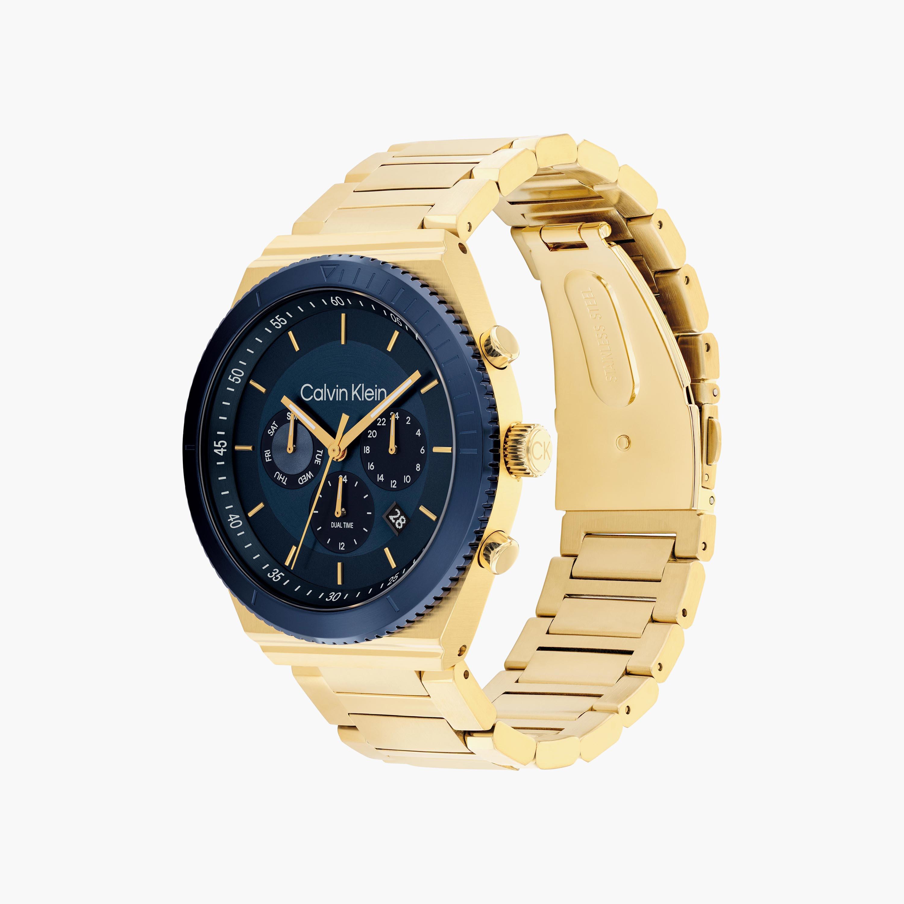 ساعة كرونوغراف ذهبية بسوار ستانلس ستيل من كالفن كلاين للرجال | 25200302-men-watchesandjewellery-watches-image-2