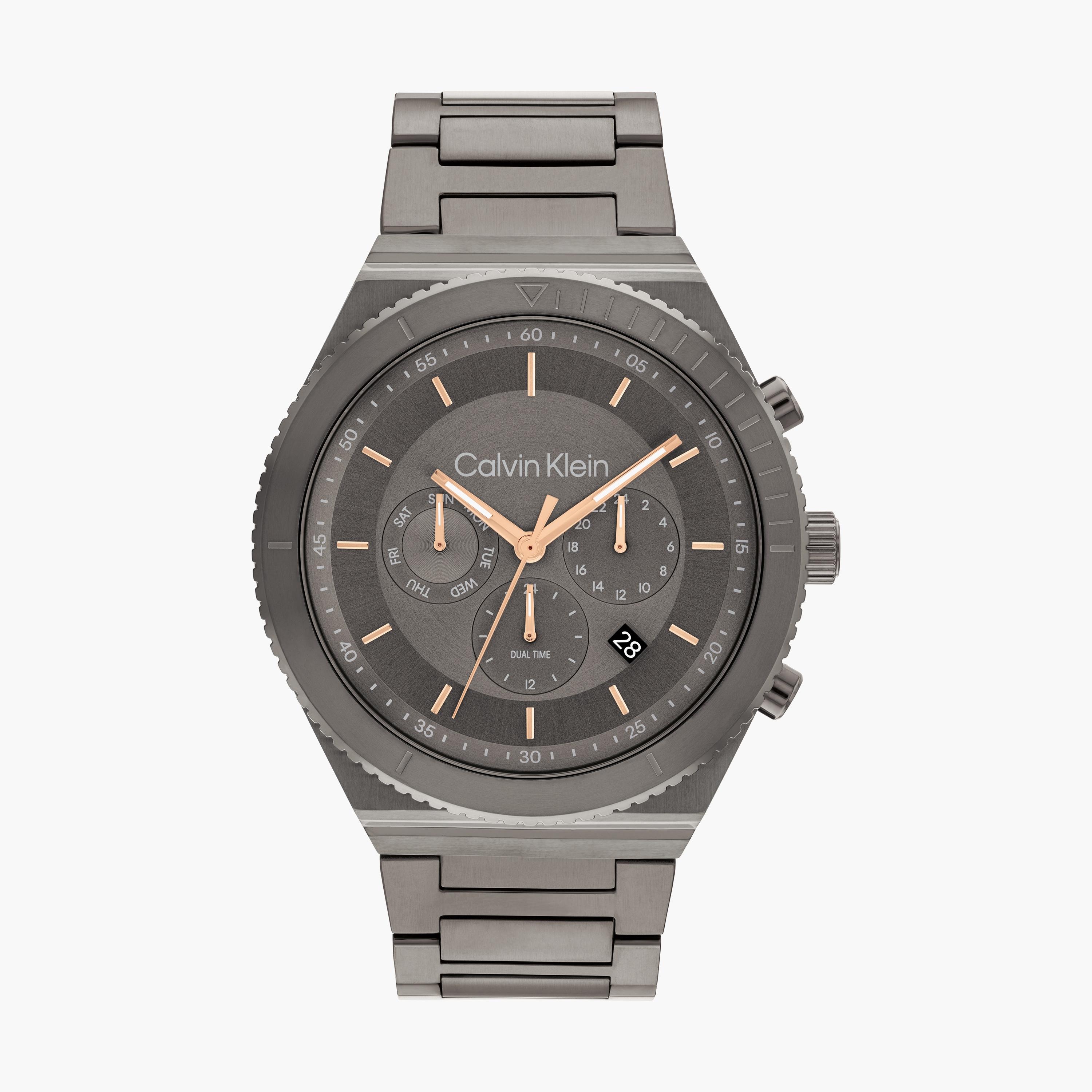 Shop Calvin Klein Men's Grey Chronograph Stainless Steel Strap Watch ...