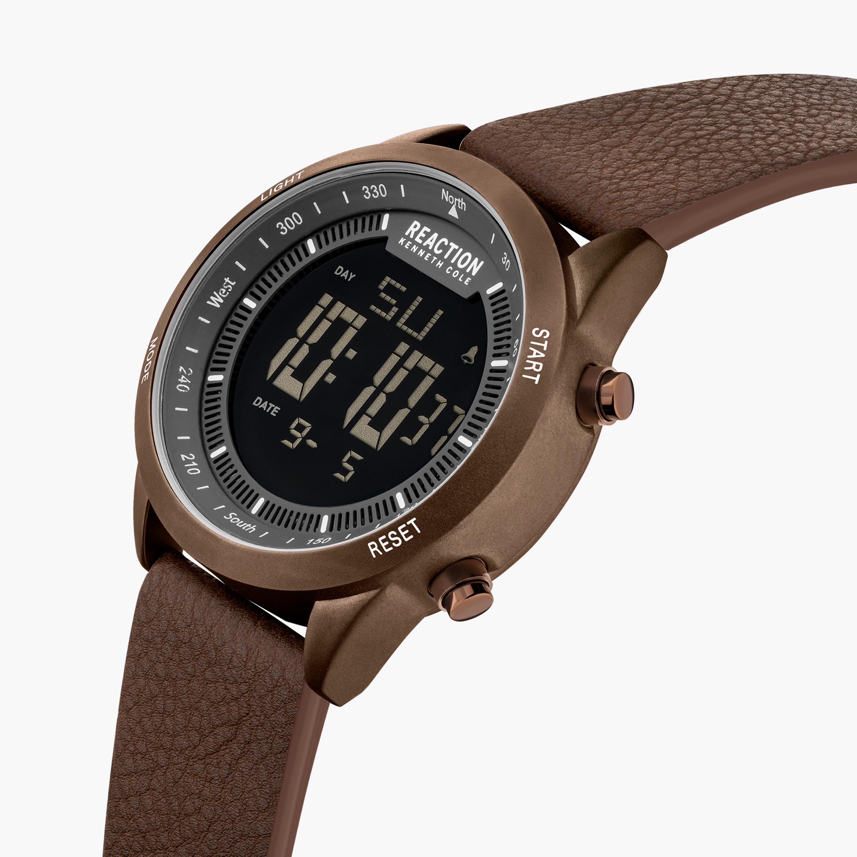 ساعة كينيث كول للرجال بسوار جلدي رقمي باللون البني | KRWGD2191202-men-watchesandjewellery-watches-image-2