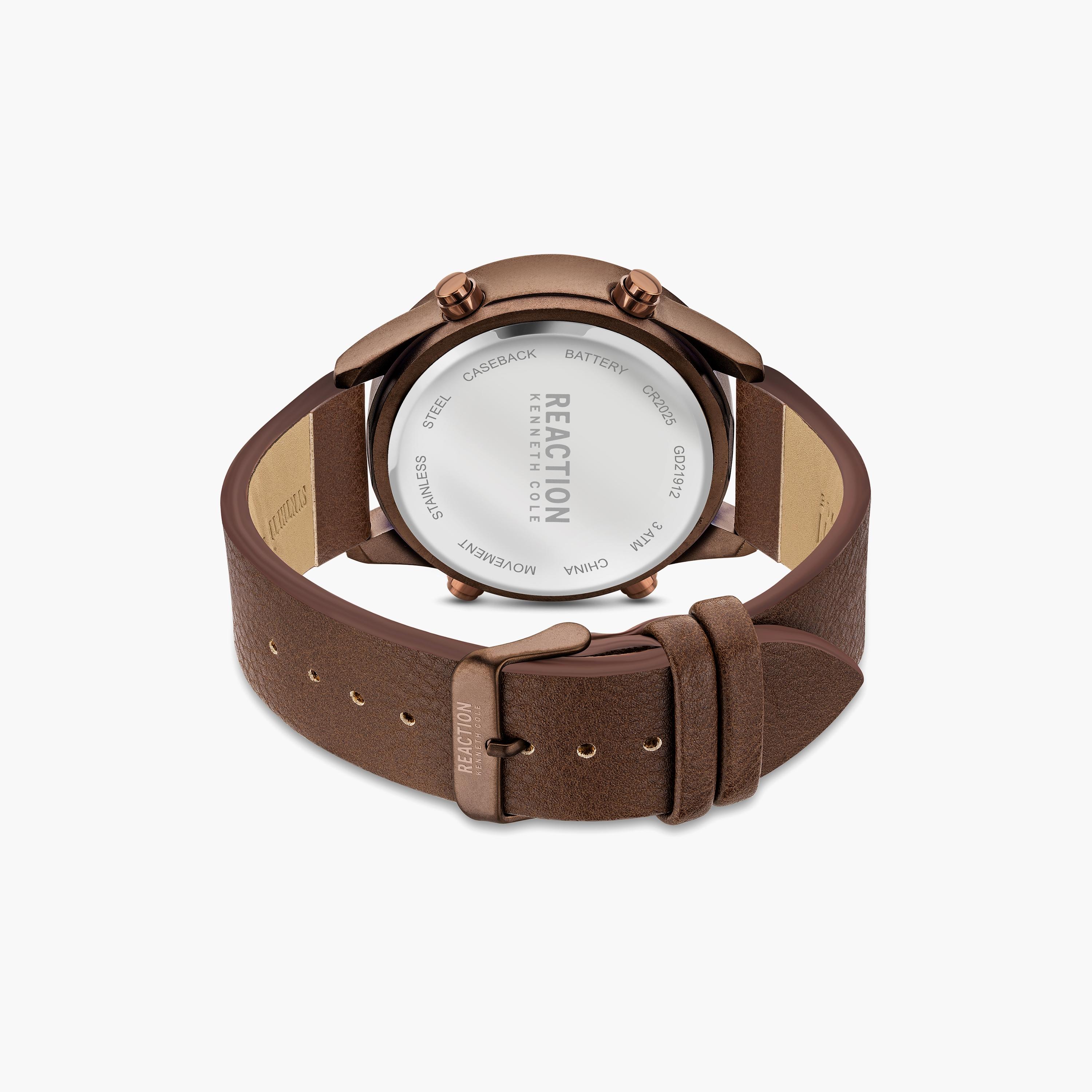 ساعة كينيث كول للرجال بسوار جلدي رقمي باللون البني | KRWGD2191202-men-watchesandjewellery-watches-image-3