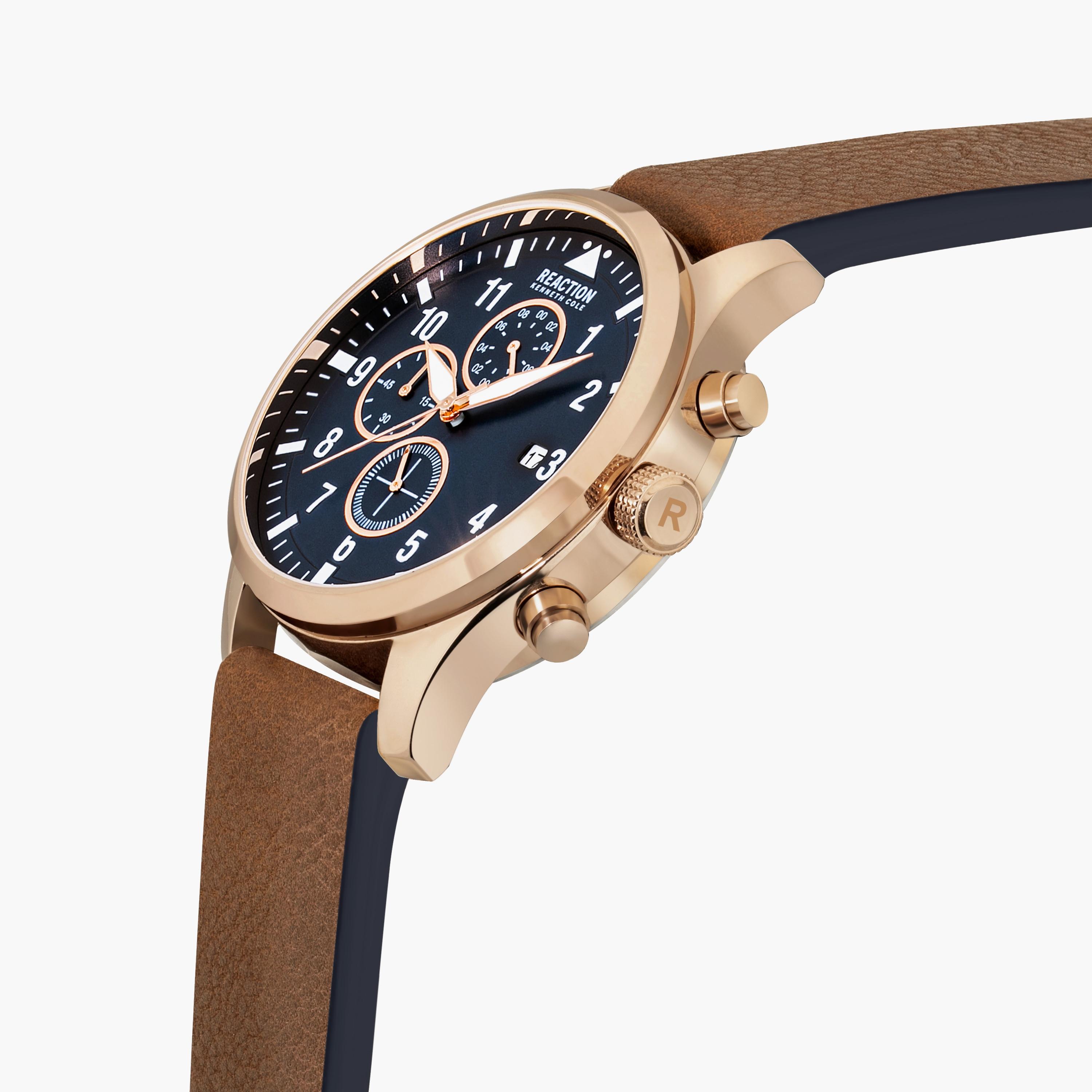 Kenneth Cole Men's Brown Chronograph Leather Strap Watch | KRWGF2192502-men-watchesandjewellery-watches-image-2
