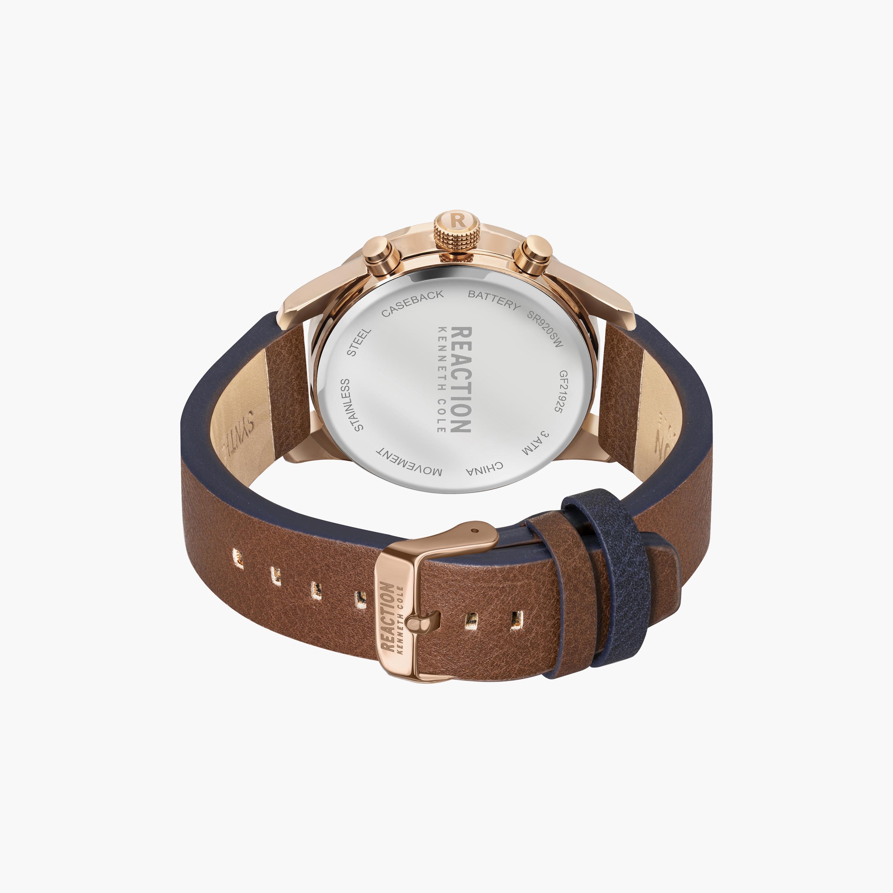 Kenneth Cole Men's Brown Chronograph Leather Strap Watch | KRWGF2192502-men-watchesandjewellery-watches-image-3