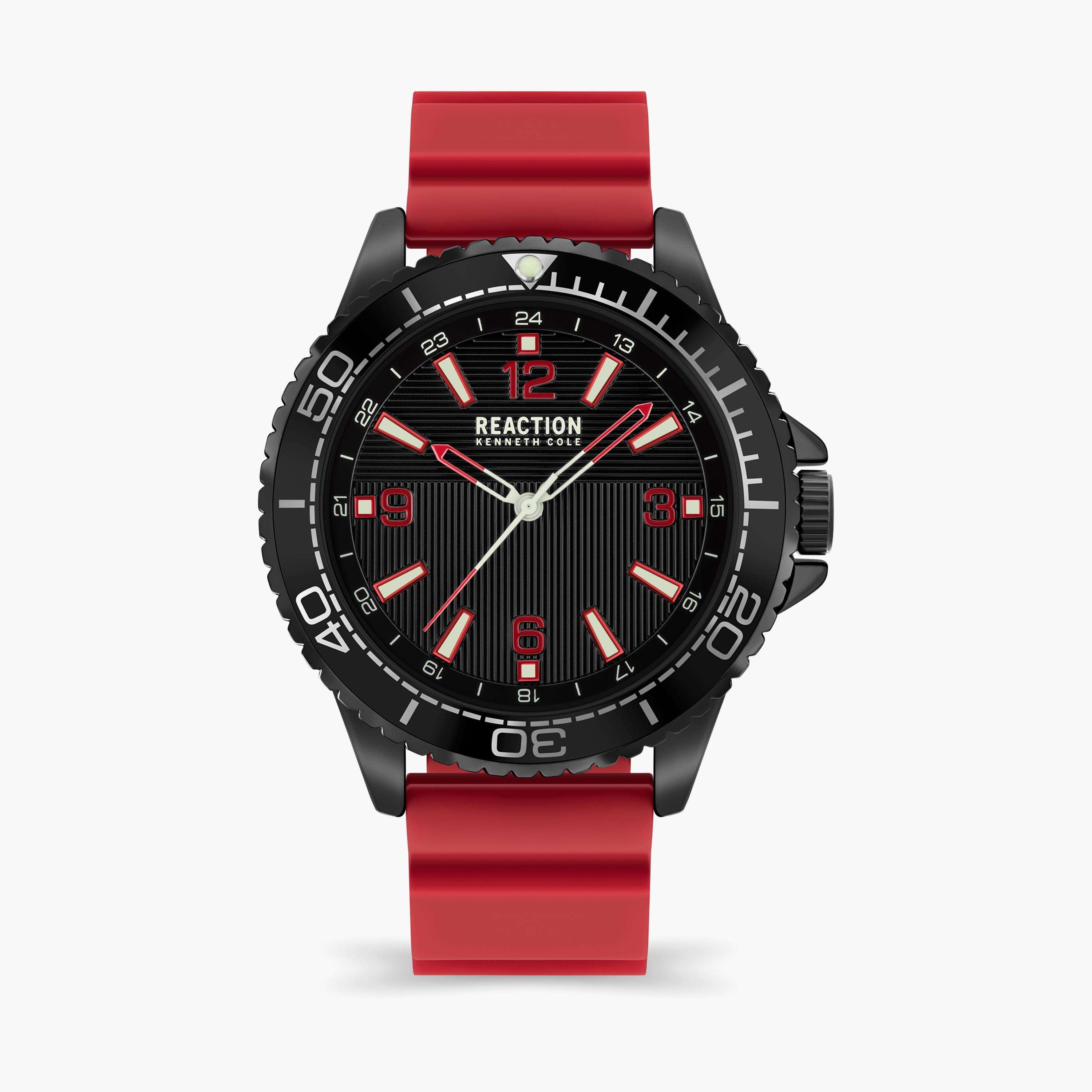 ساعة أنالوج للرجال بسوار سيليكون بلون أحمر من كينيث كول | KRWGM2193601-men-watchesandjewellery-watches-image-1