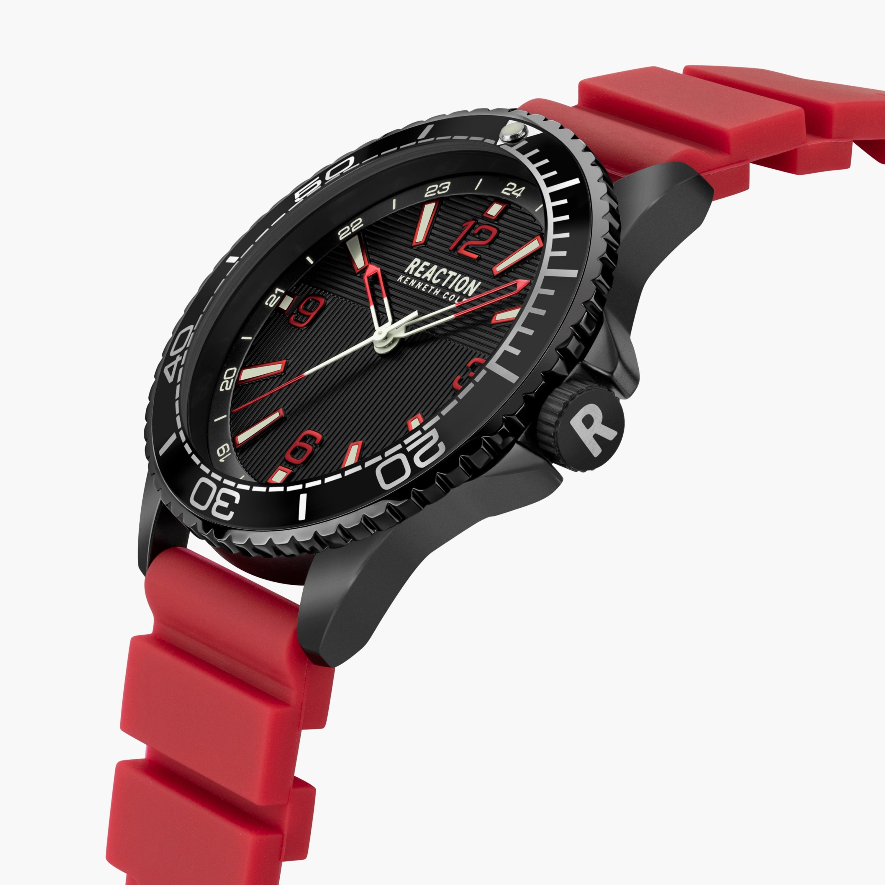 ساعة أنالوج للرجال بسوار سيليكون بلون أحمر من كينيث كول | KRWGM2193601-men-watchesandjewellery-watches-image-2
