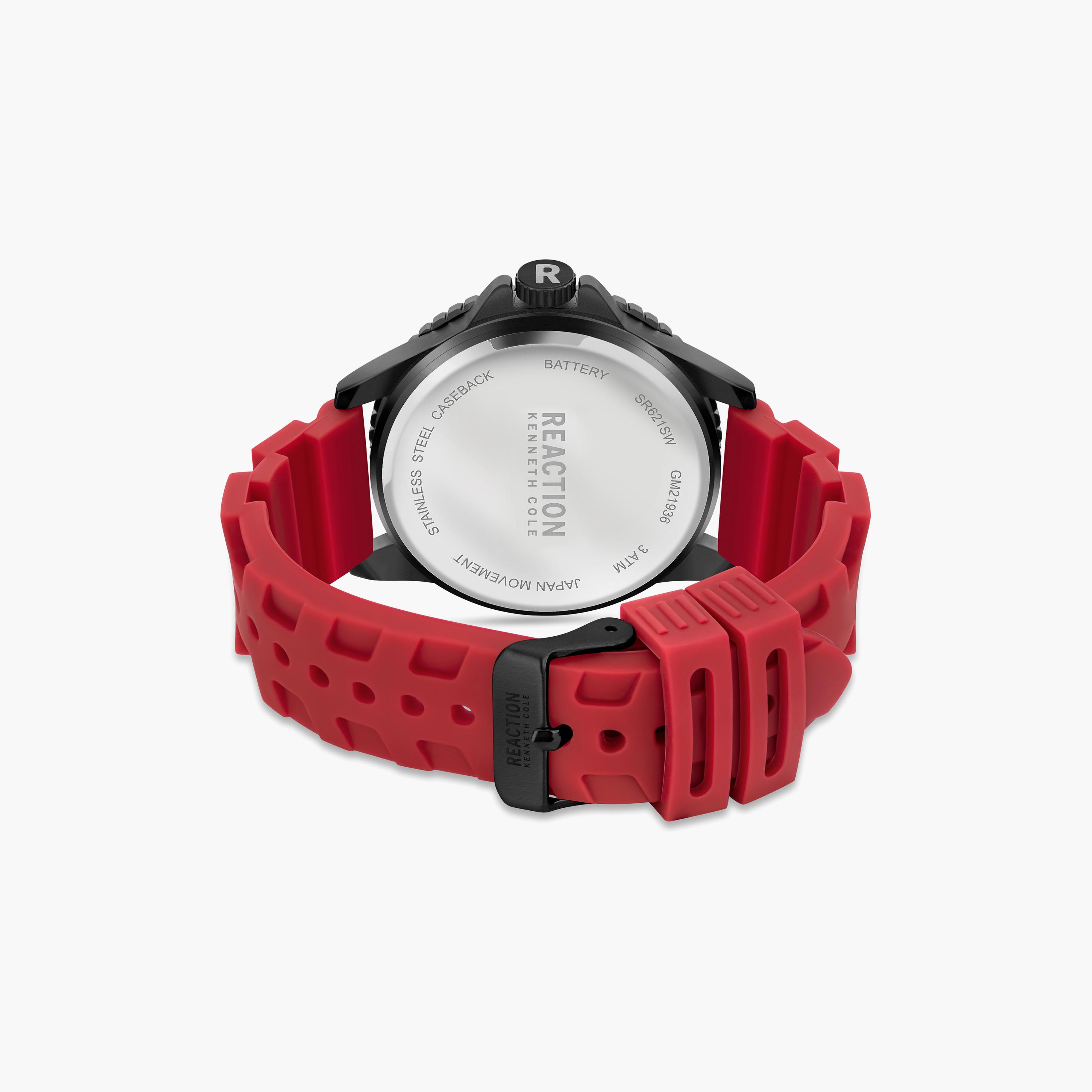 ساعة أنالوج للرجال بسوار سيليكون بلون أحمر من كينيث كول | KRWGM2193601-men-watchesandjewellery-watches-image-3