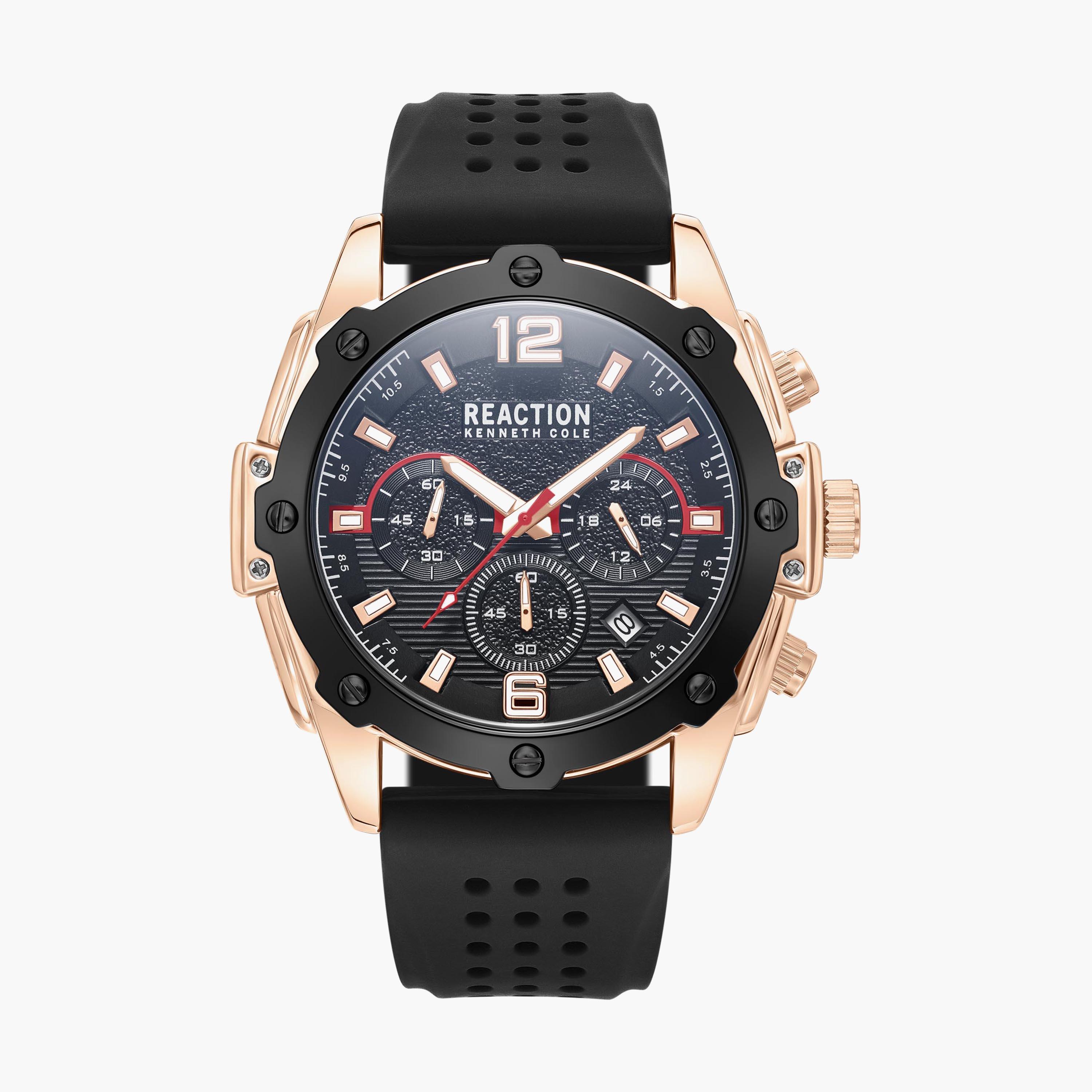ساعة كينيث كول للرجال كرونوغراف بلون اسود بسوار سيليكون | KRWGO9007003-men-watchesandjewellery-watches-image-1