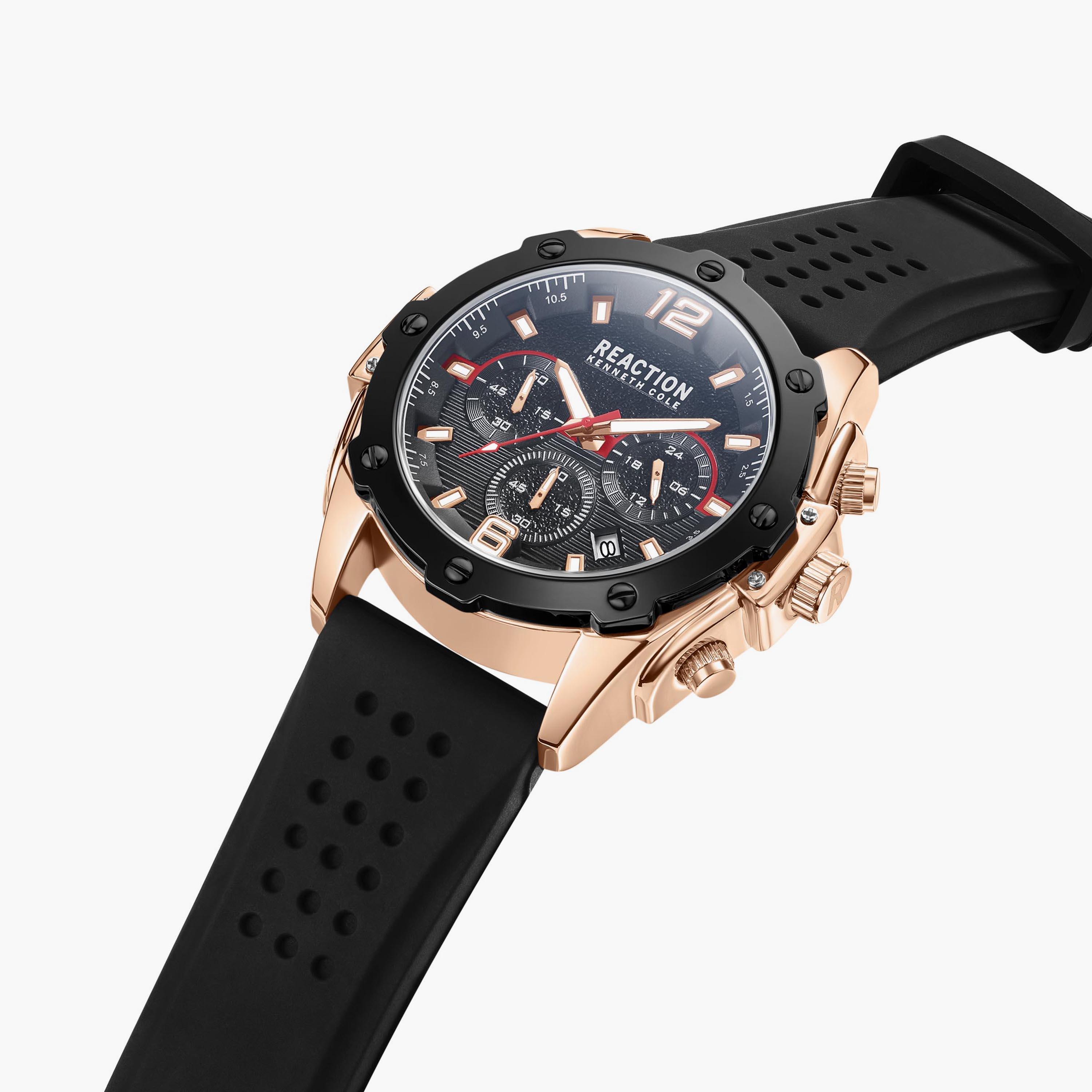 ساعة كينيث كول للرجال كرونوغراف بلون اسود بسوار سيليكون | KRWGO9007003-men-watchesandjewellery-watches-image-2