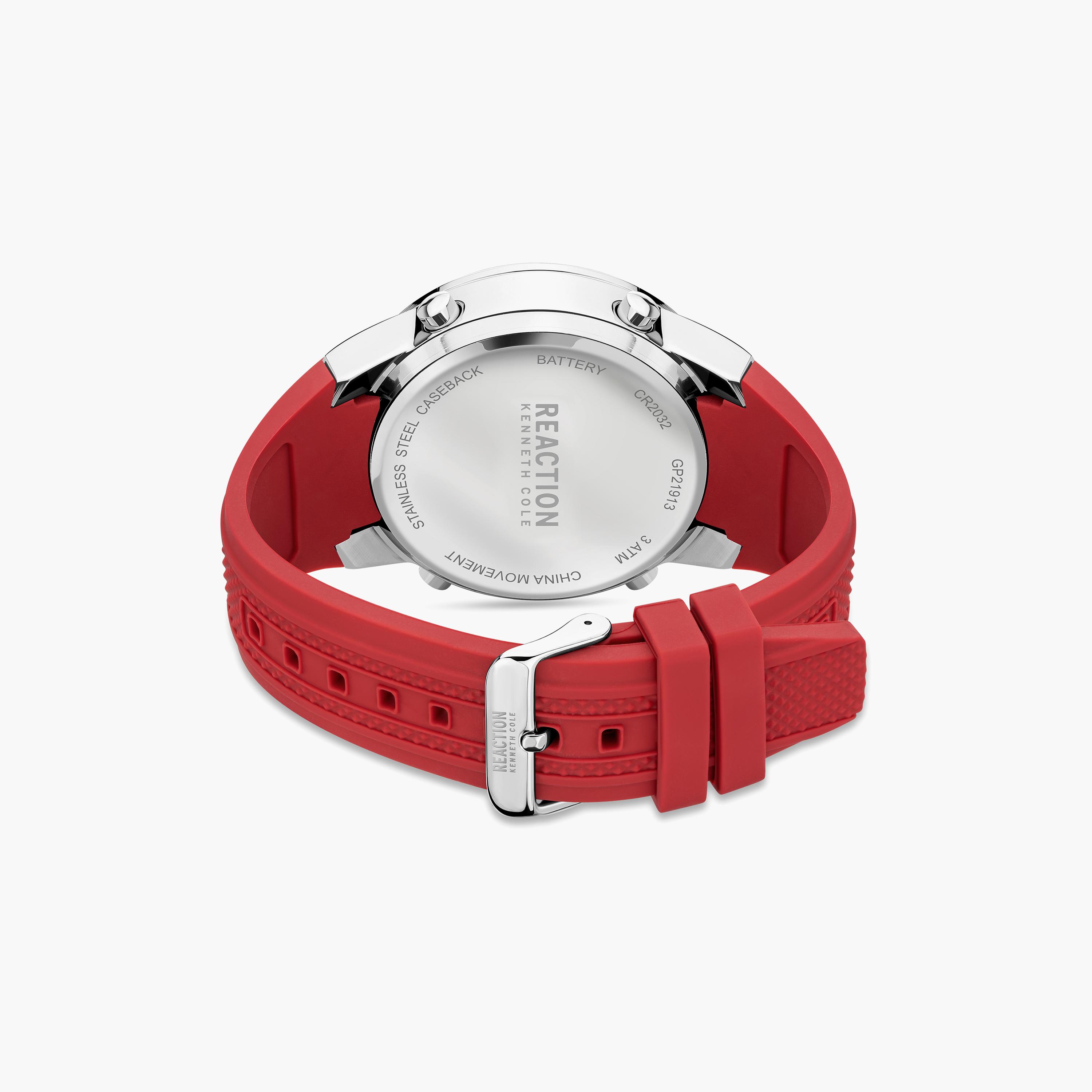 ساعة كينيث كول للرجال باللون الأحمر وبسوار سيليكون رقمي | KRWGP2191301-men-watchesandjewellery-watches-image-3